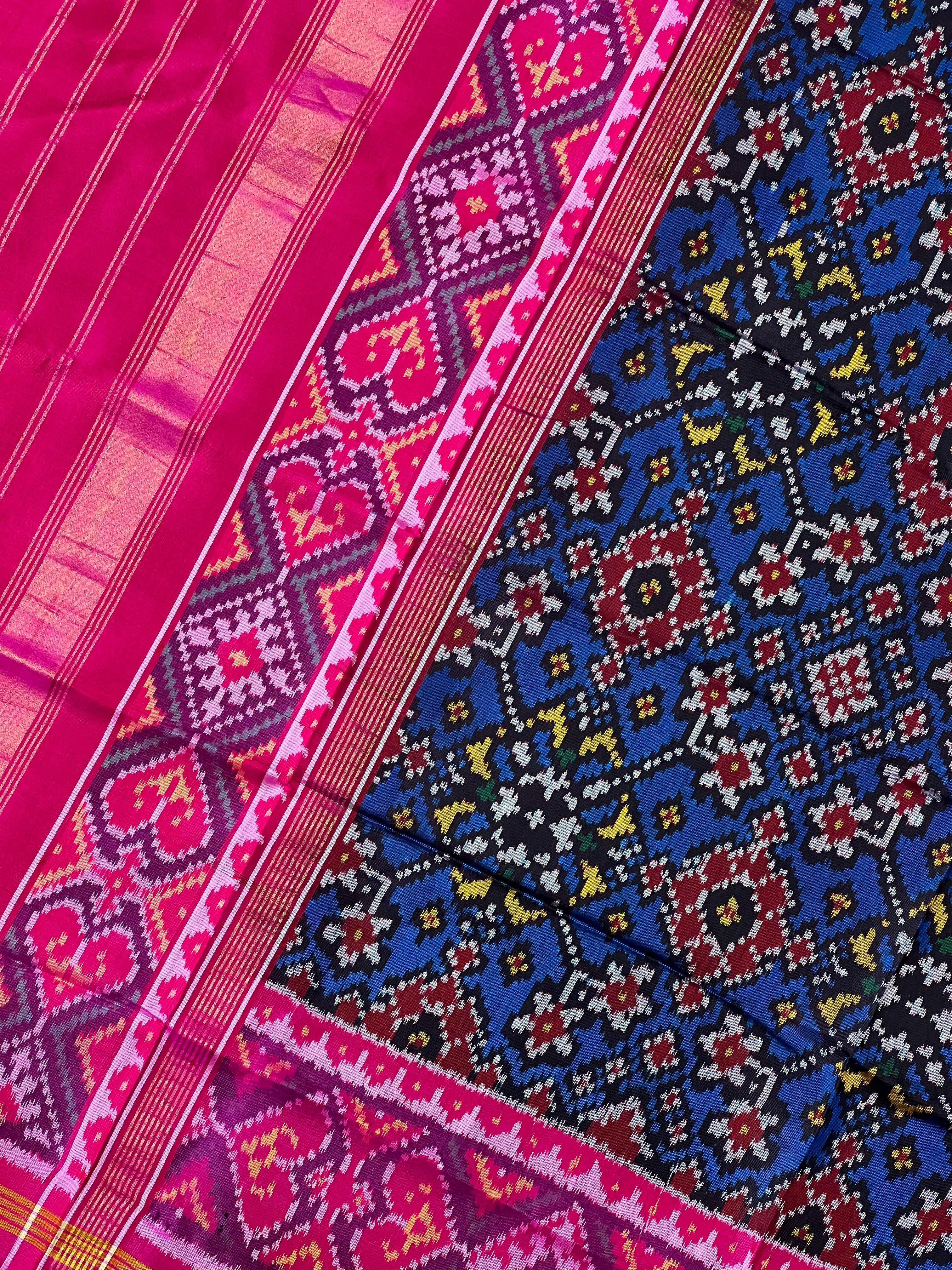 Dark Blue Navratna Design Handwoven Patola Dupatta