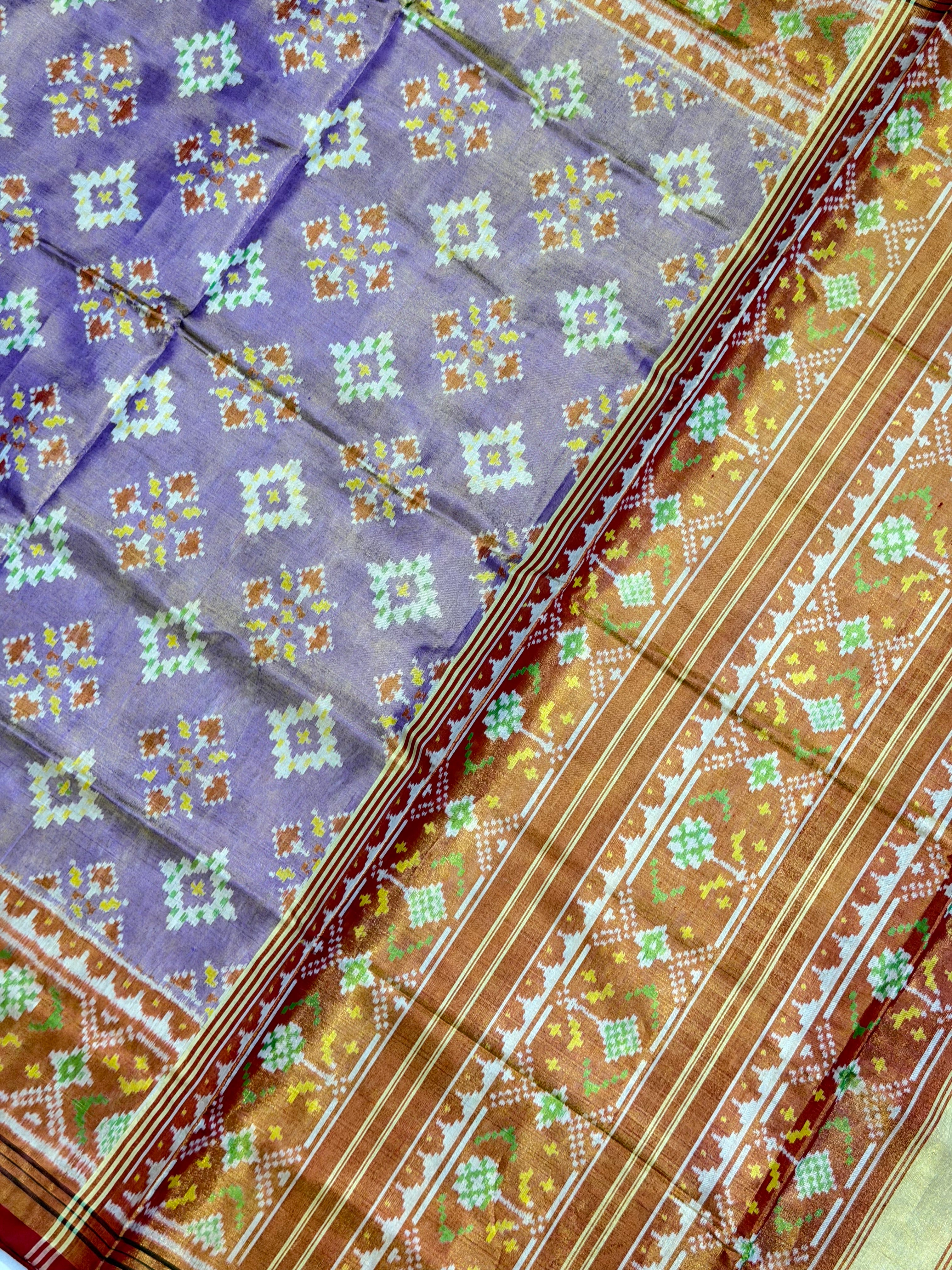 Pastel Purple Panchanda Tissue Double Zari Patola Saree