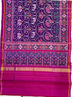 Magenta Color Motifs Design Handwoven Patola Silk Saree