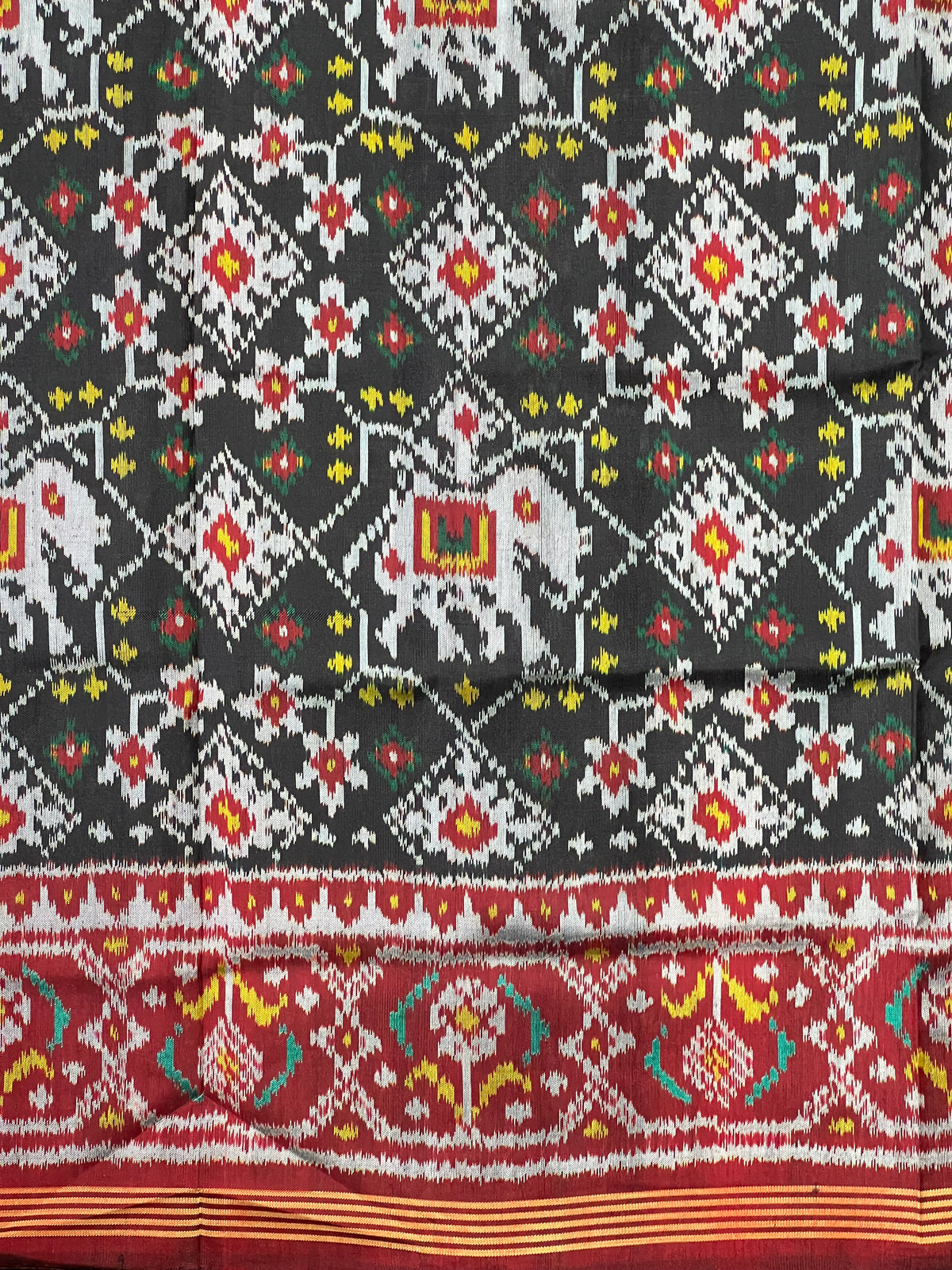 Fusion Design Black Handwoven Patola Silk Saree