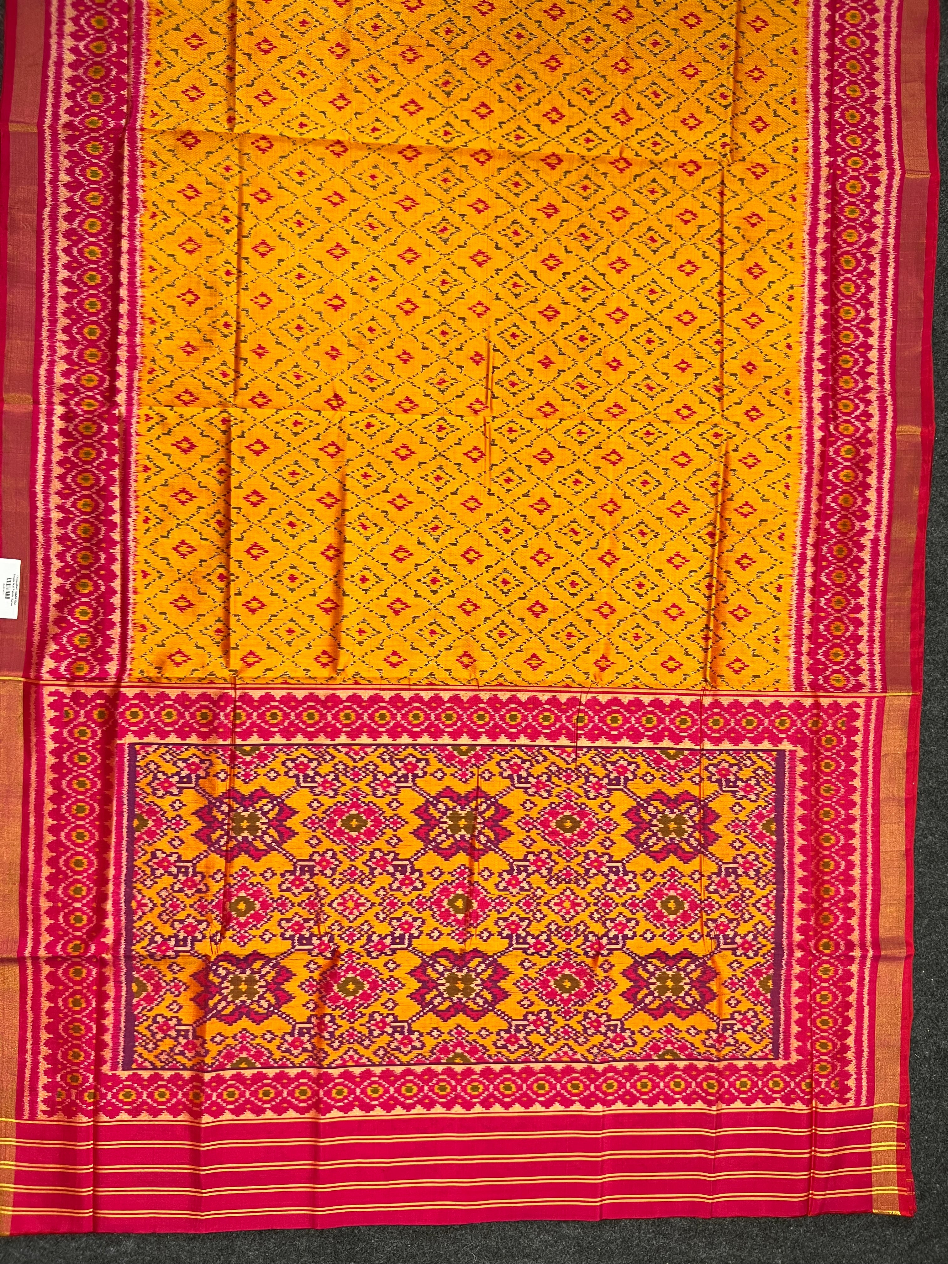 Mustard Orange Traditional Design Handwoven Patola Silk Saree Secondary image