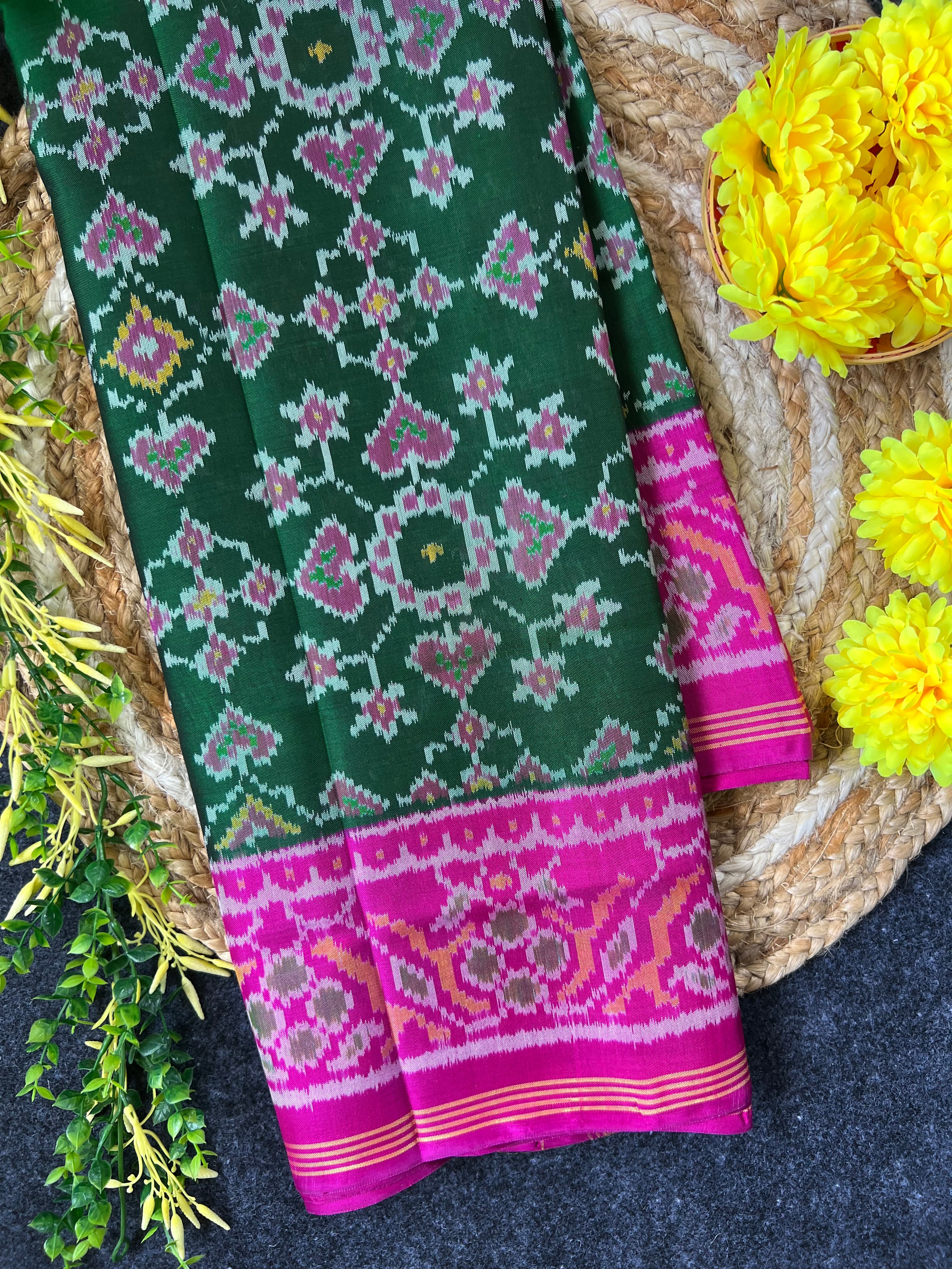 Navratna Manekchowk Design Handwoven Patola Silk Saree