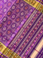 Dark Purple Pan-Chanda Traditional Design Handwoven Patola Silk Saree