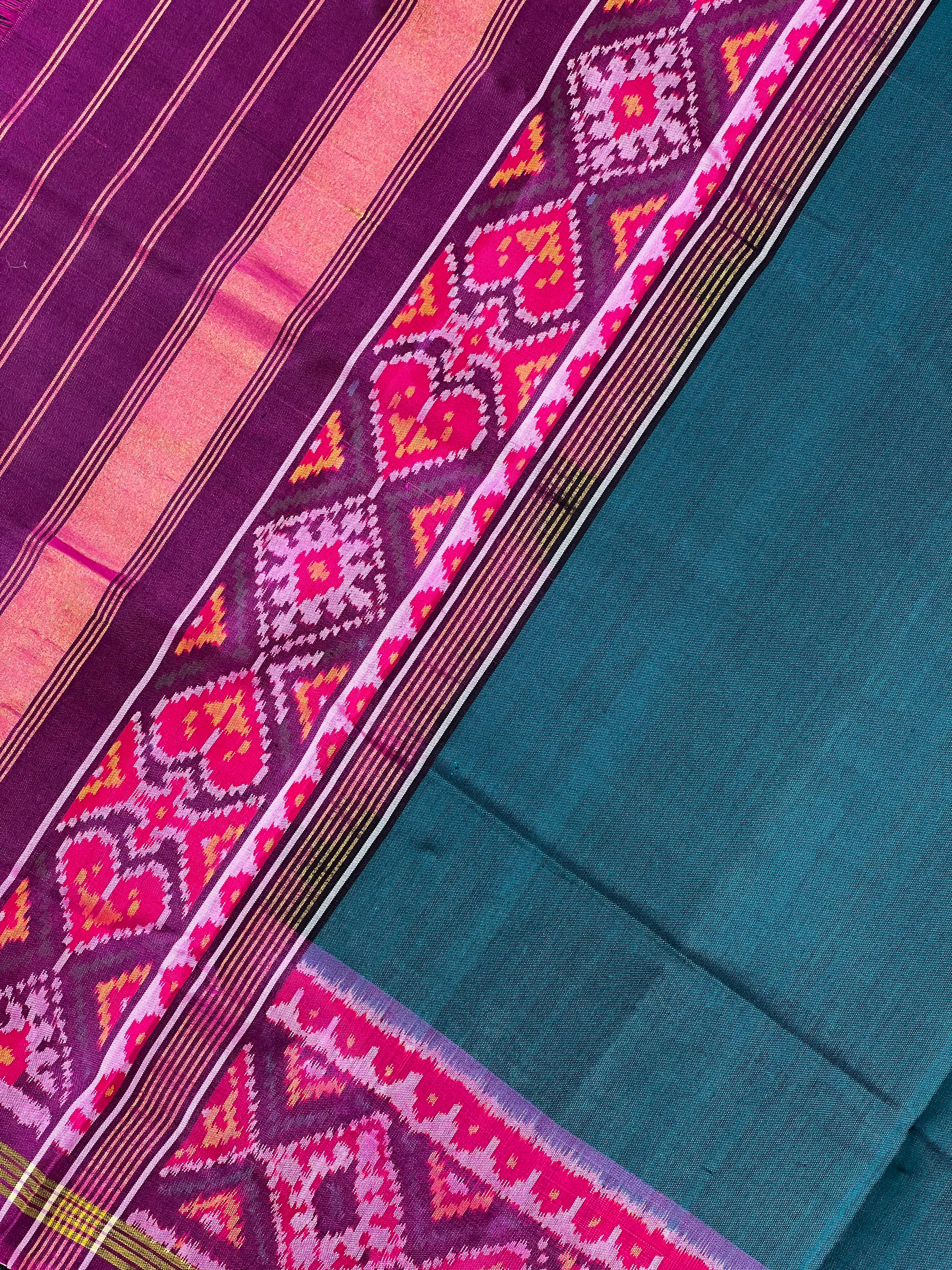 Plain Gala Border Handwoven Patola Dupatta
