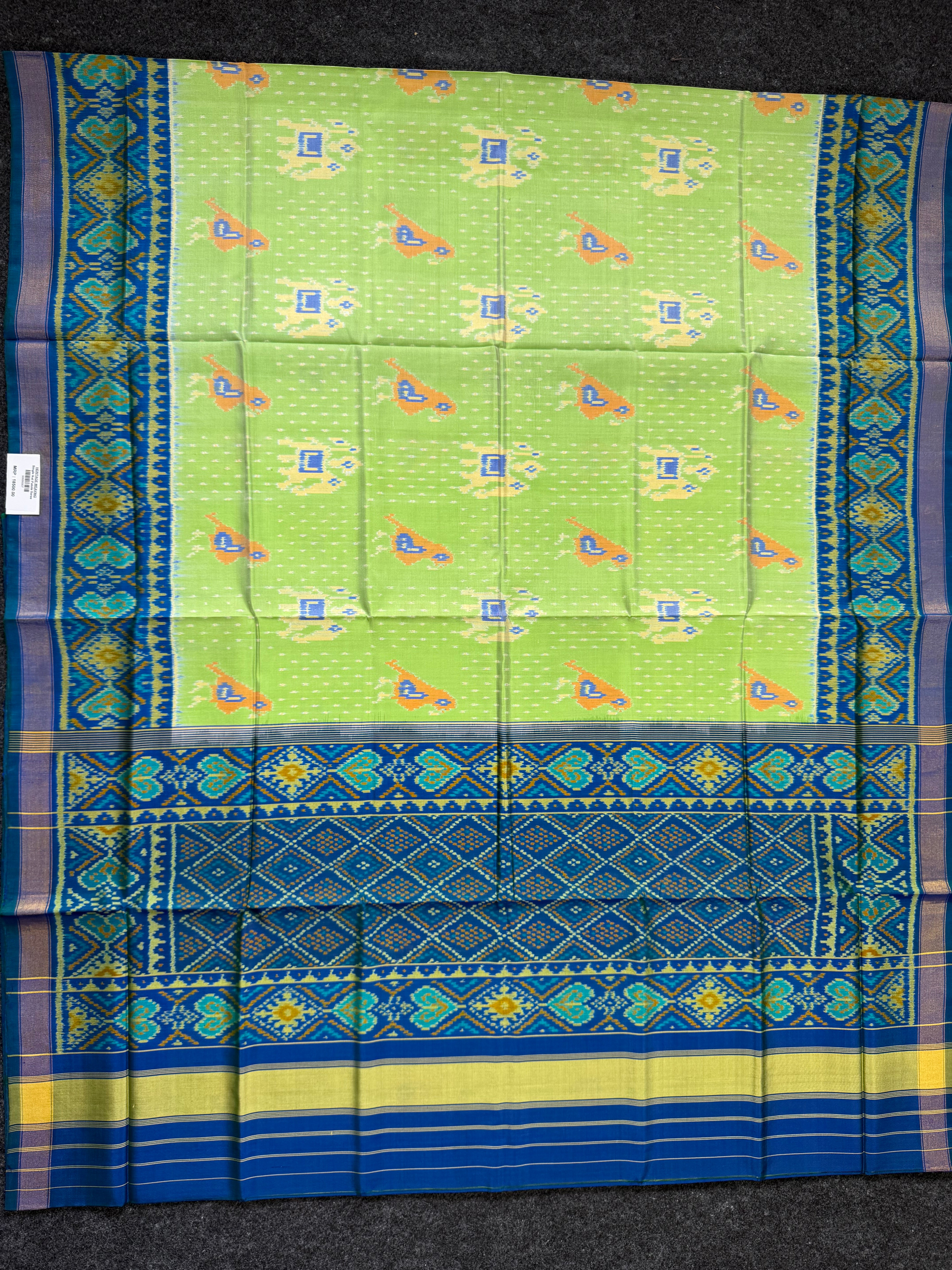 Elephant-Parrot Design Handwoven Patola Silk Saree Secondary image