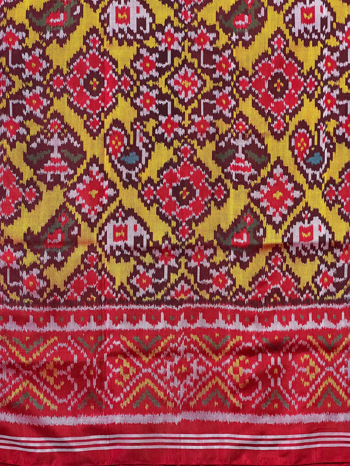 Yellow Fusion Design Handwoven Patola Silk Saree