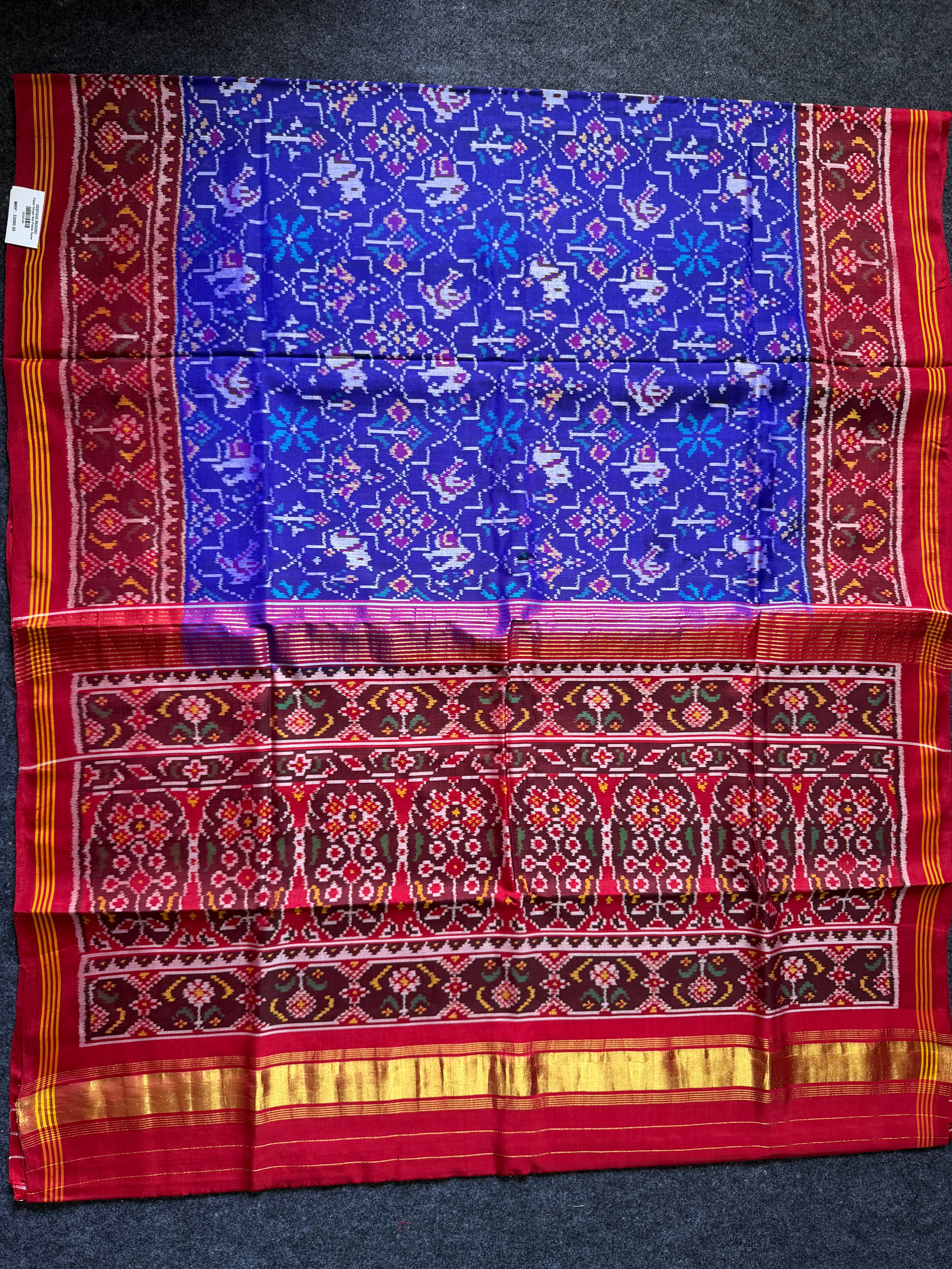 Motif Design With Blue Color Handwoven Patola Silk Saree