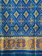 Blue Pan-Chanda Traditional Design Handwoven Patola Silk Saree