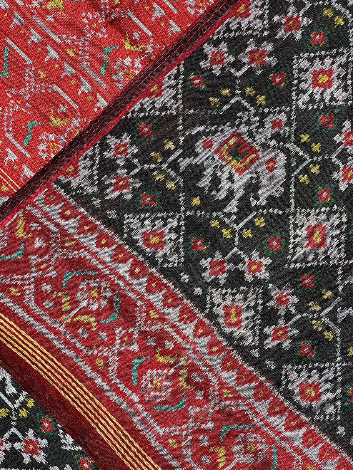 Fusion Design Black Handwoven Patola Silk Saree