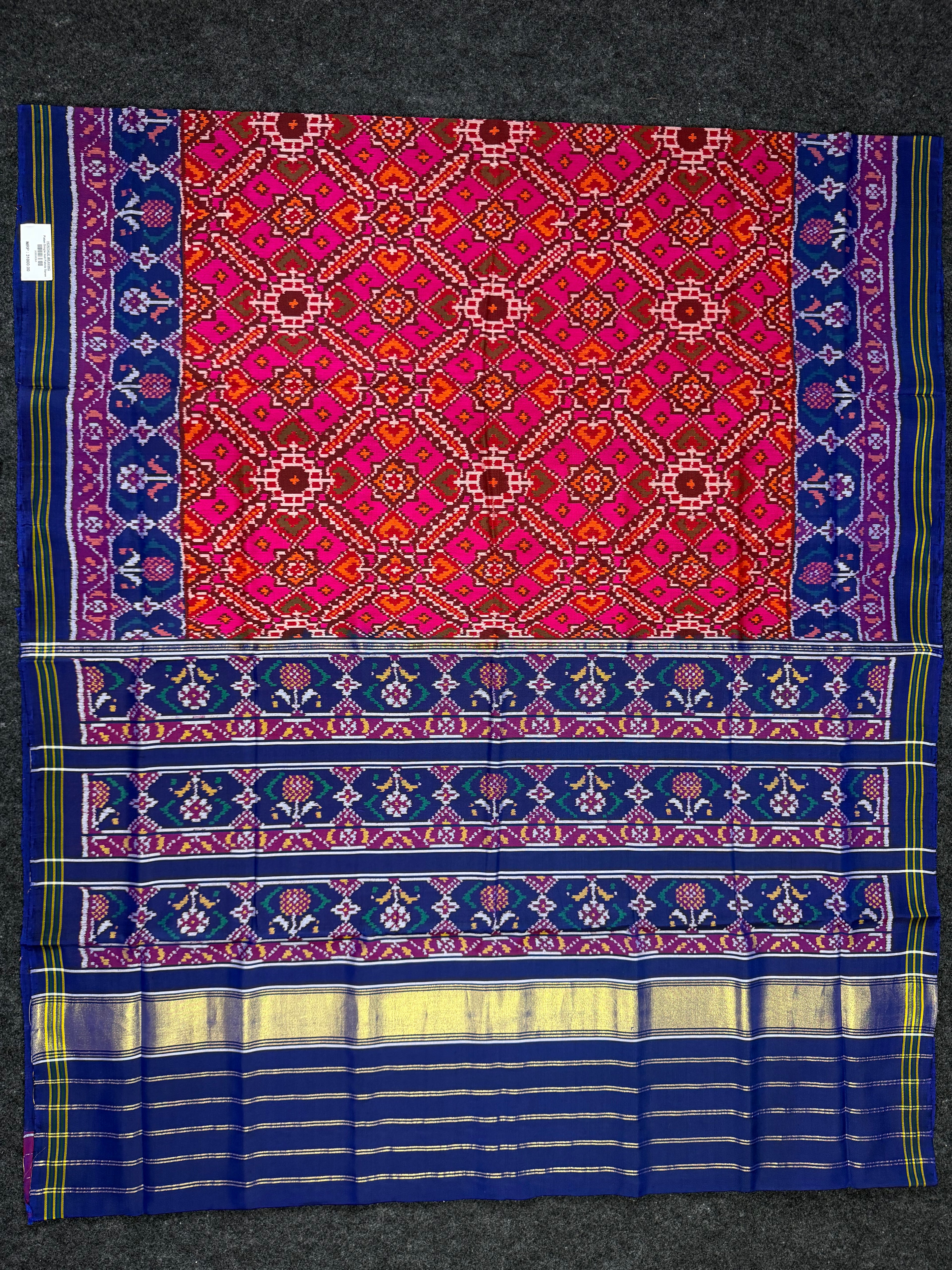 Handwoven Patola Silk Saree Manekchowk Pink And Blue
