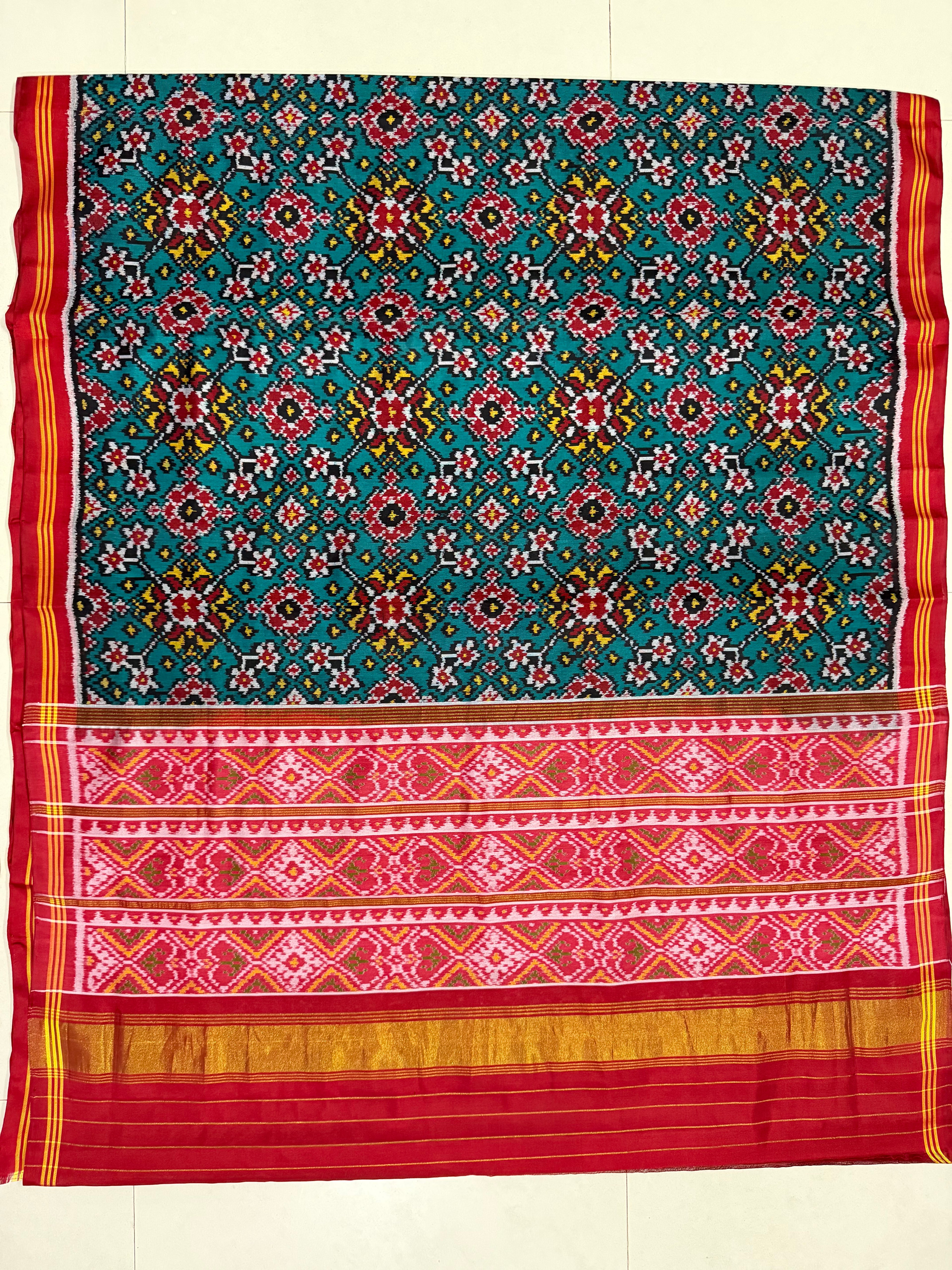 Navratna Traditional Design Handwoven Patola Silk Saree