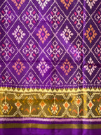 Dark Purple Pan-Chanda Traditional Design Handwoven Patola Silk Saree
