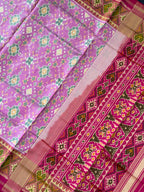 Baby pink navratna Handwoven Patola Silk Saree