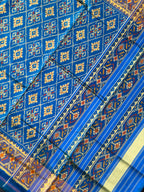 Blue Pan-Chanda Traditional Design Handwoven Patola Silk Saree