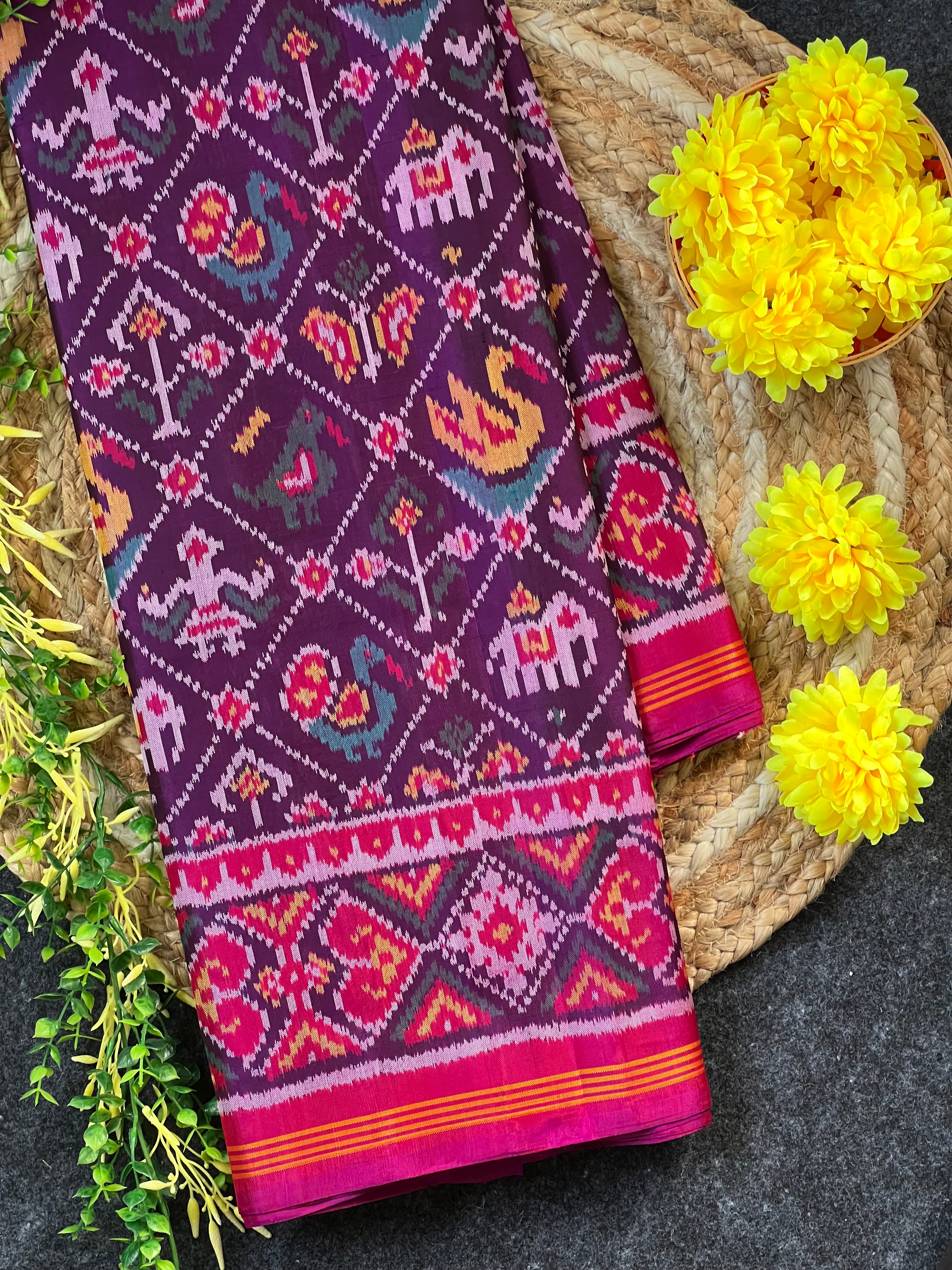 Narikunj Traditional Design Handwoven Patola Silk Saree
