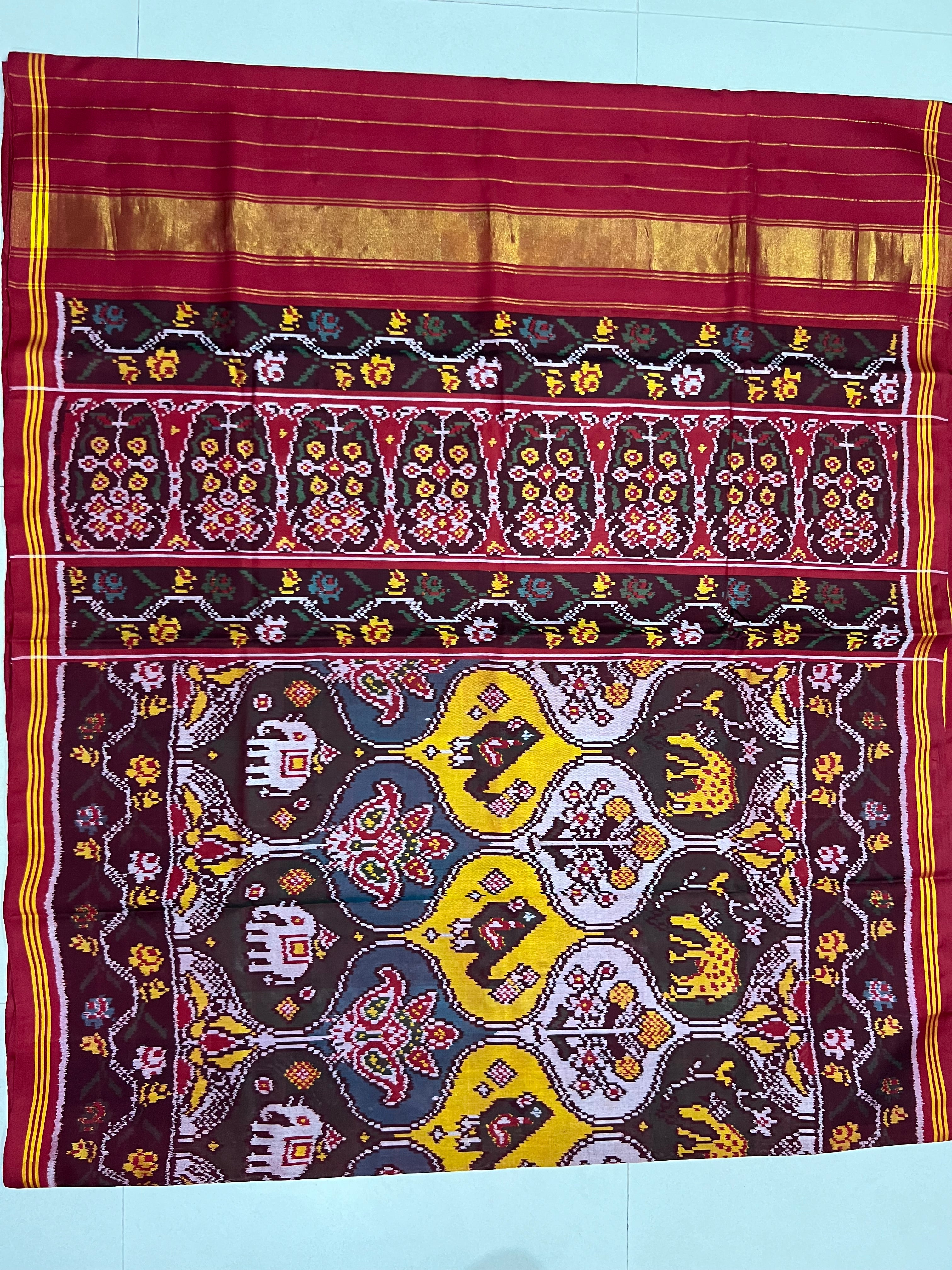 Big Motifs Design Handwoven Patola Silk Saree
