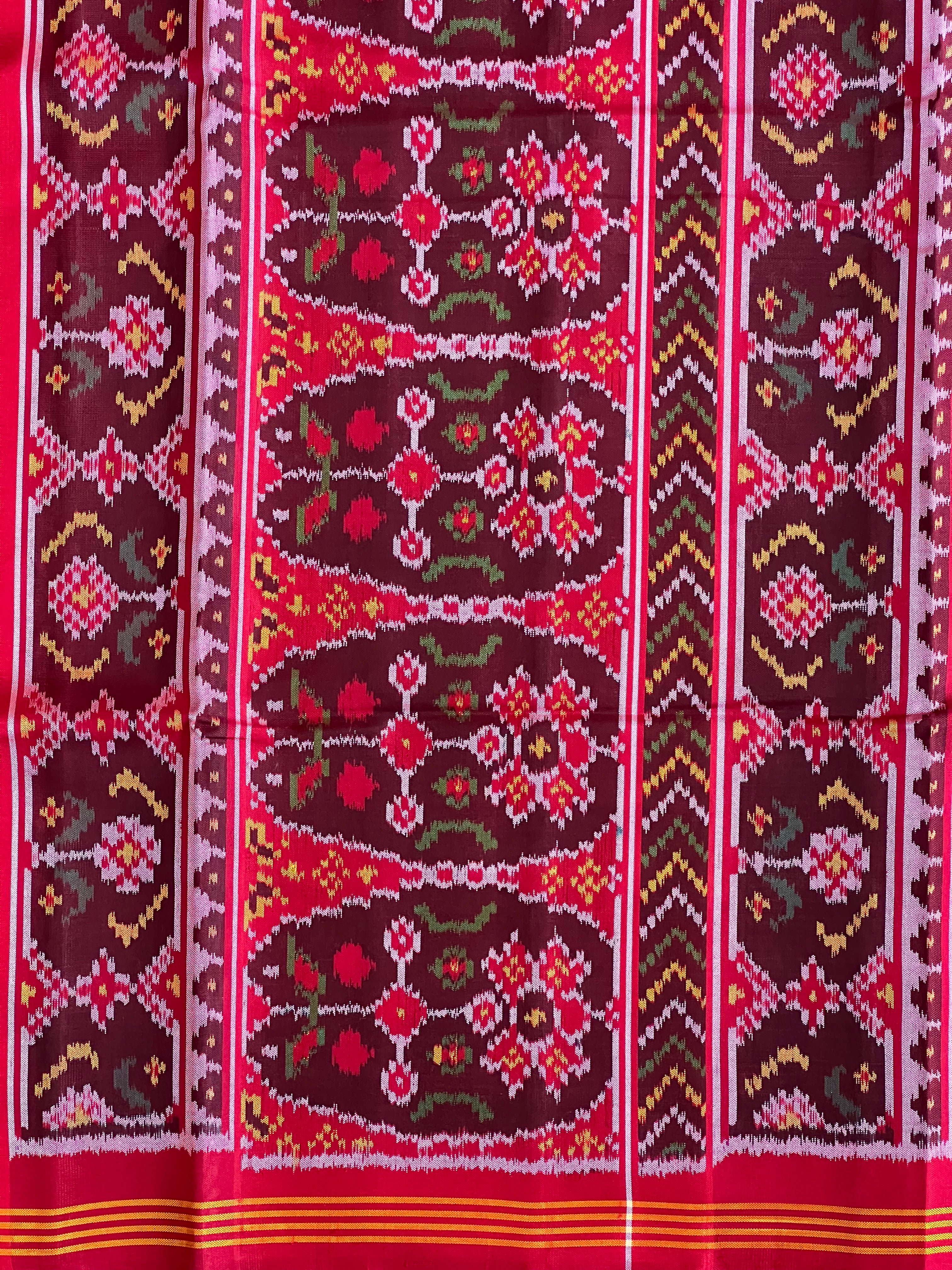 Multicolor Laheriya Design Handwoven Patola Silk Saree