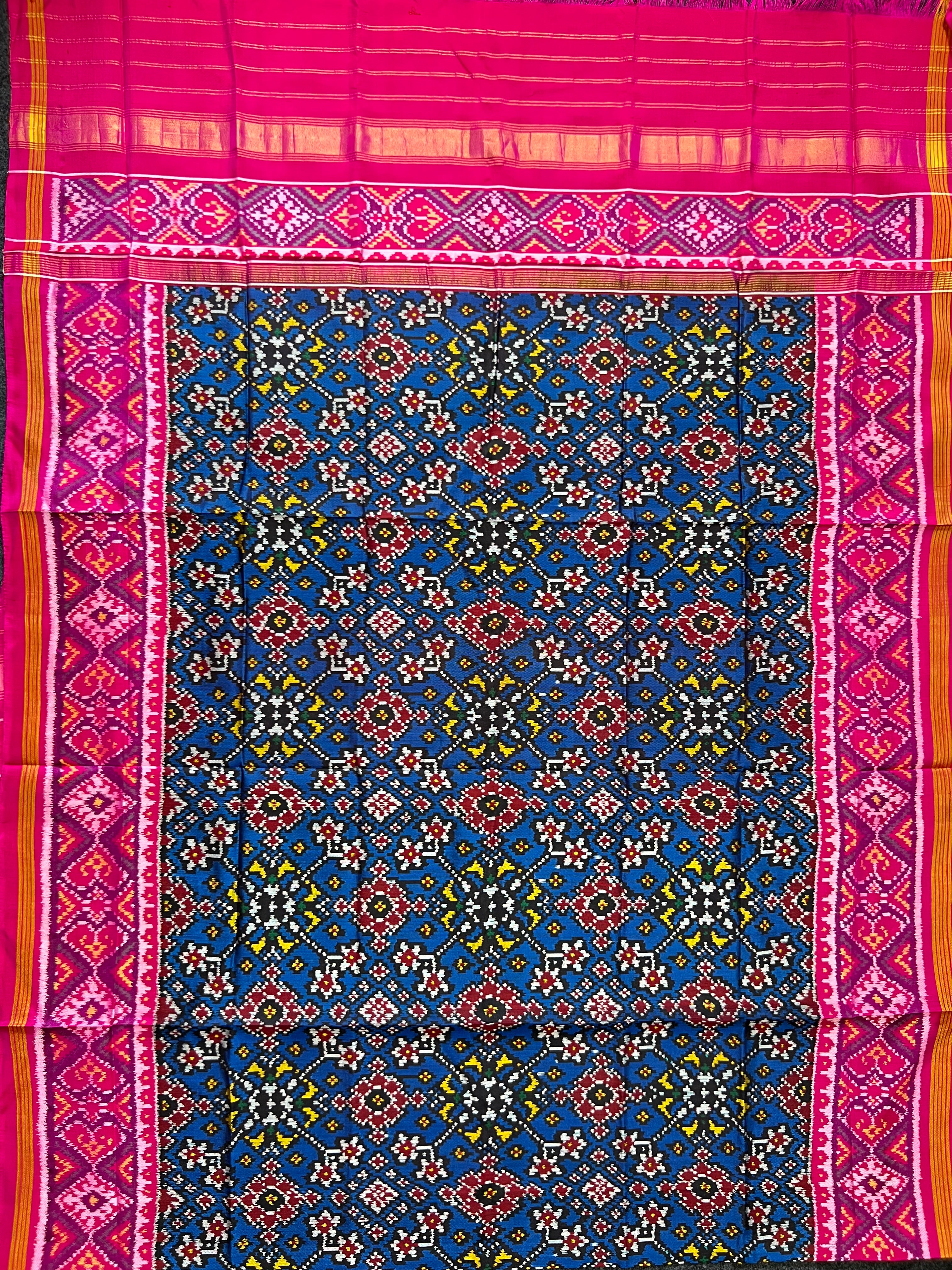 Dark Blue Navratna Design Handwoven Patola Dupatta