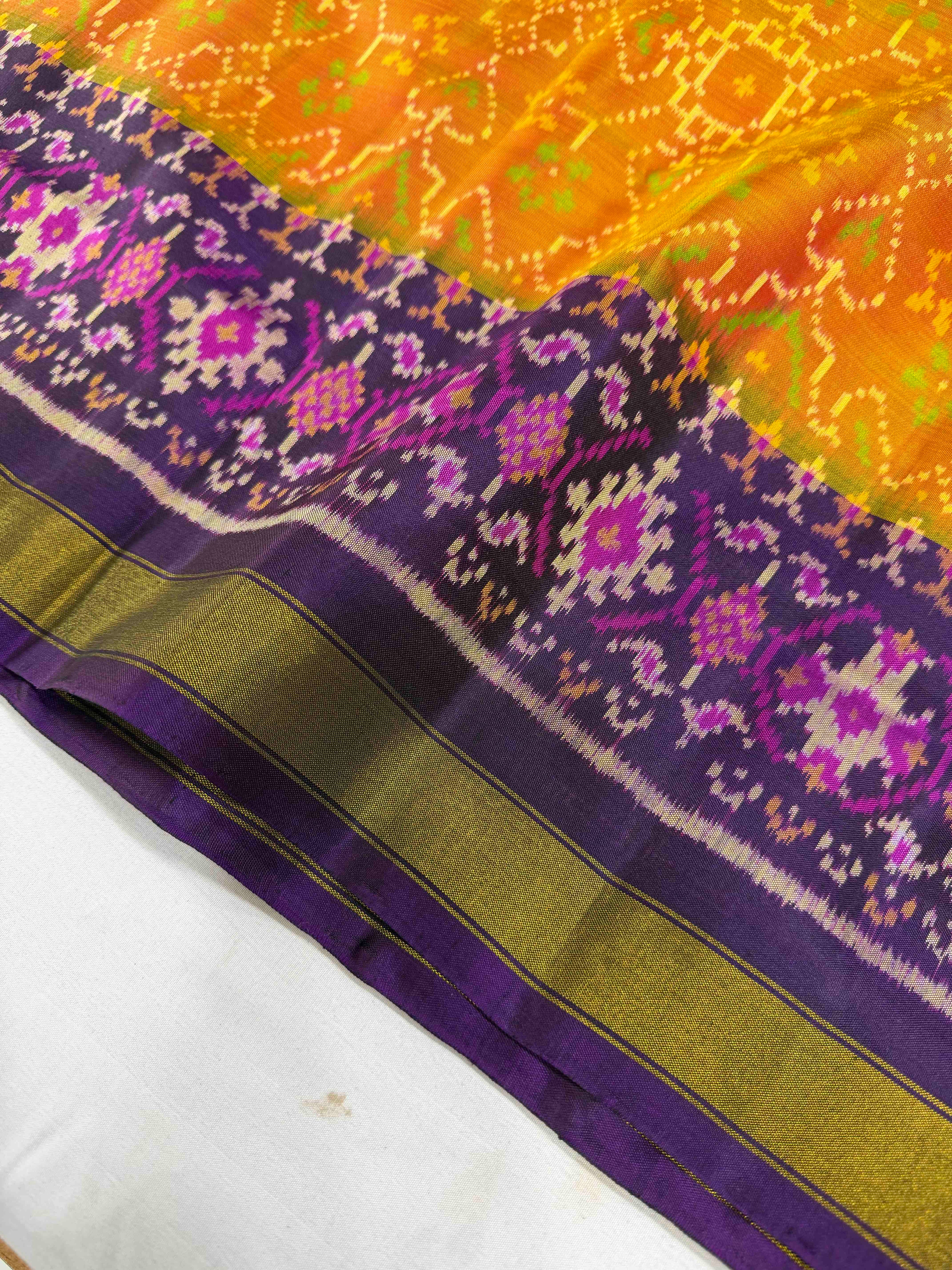 Navratna-Manekchowk Design Handwoven Patola Silk Saree