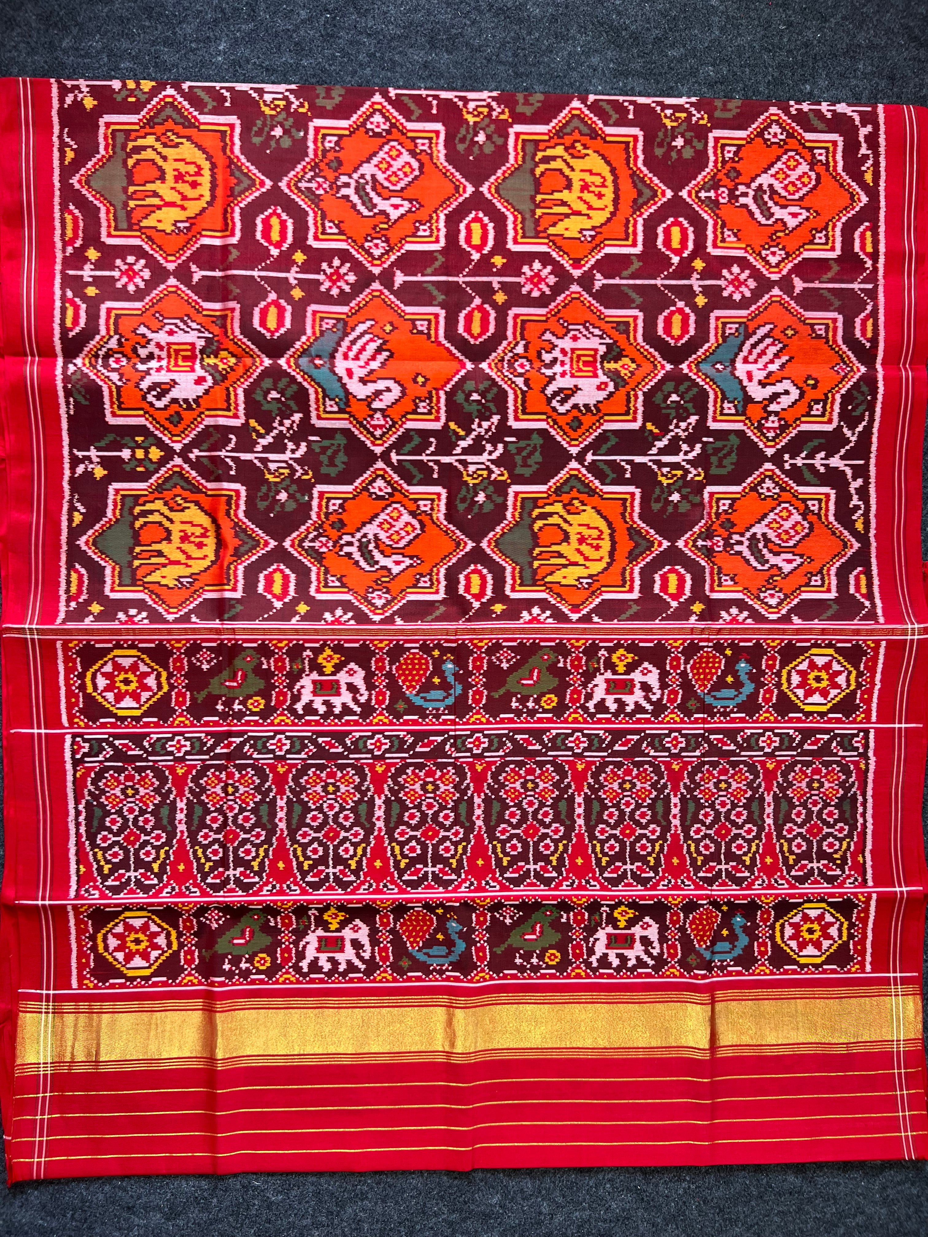Orange Exclusive Design Handwoven Patola Silk Saree Secondary image