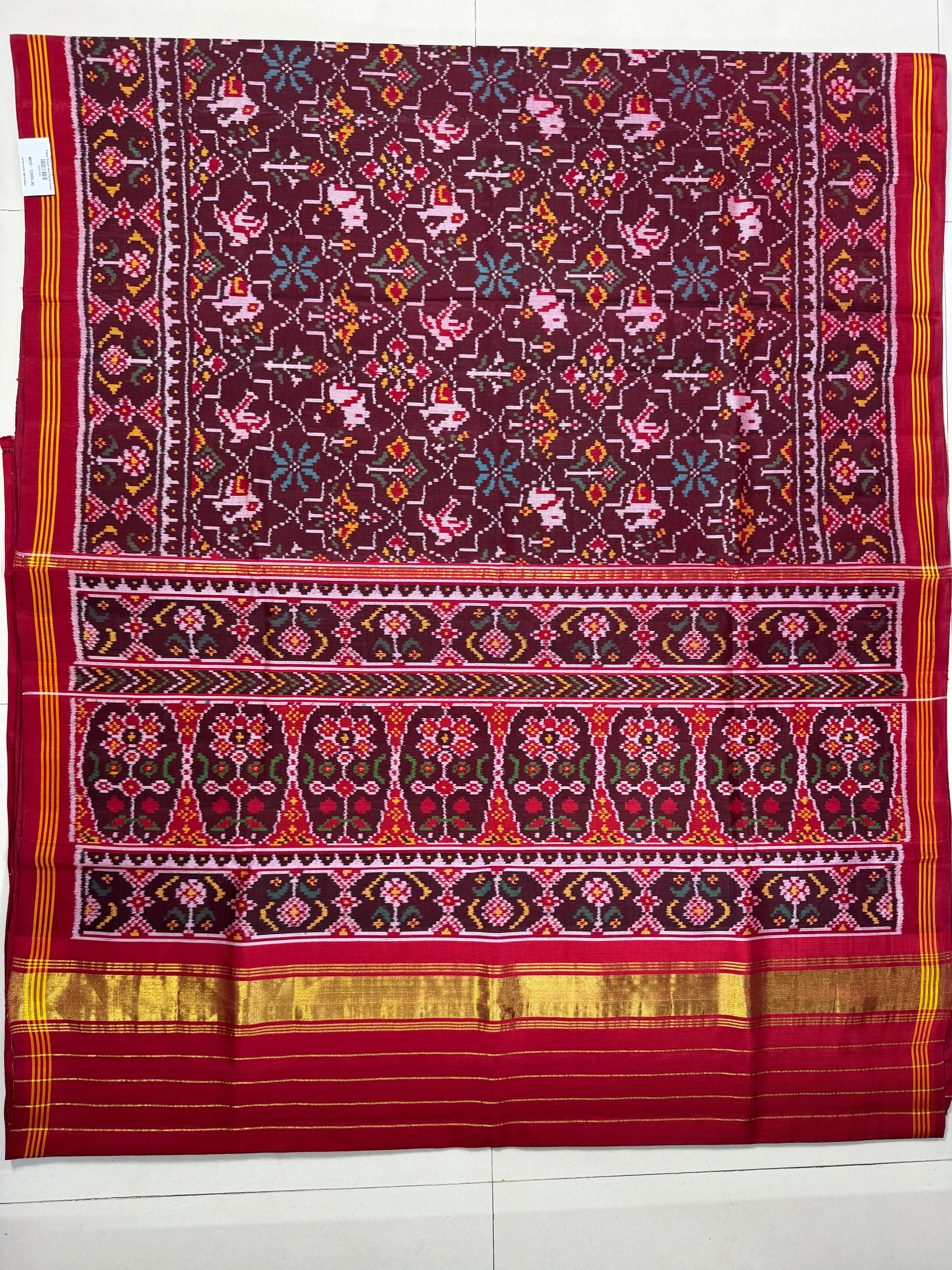 Half Motifs Design Handwoven Patola Silk Saree