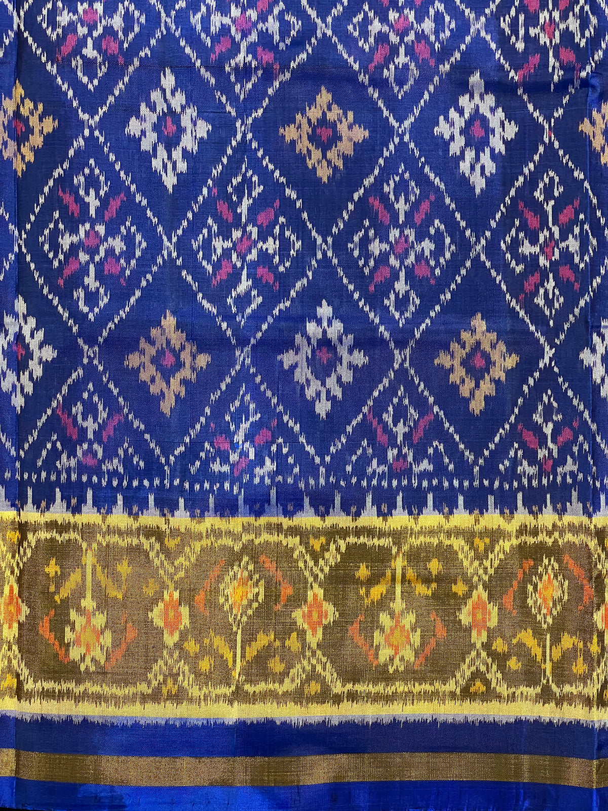 Blue Pan-Chanda Traditional Design Handwoven Patola Silk Saree