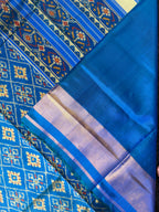 Blue Pan-Chanda Traditional Design Handwoven Patola Silk Saree