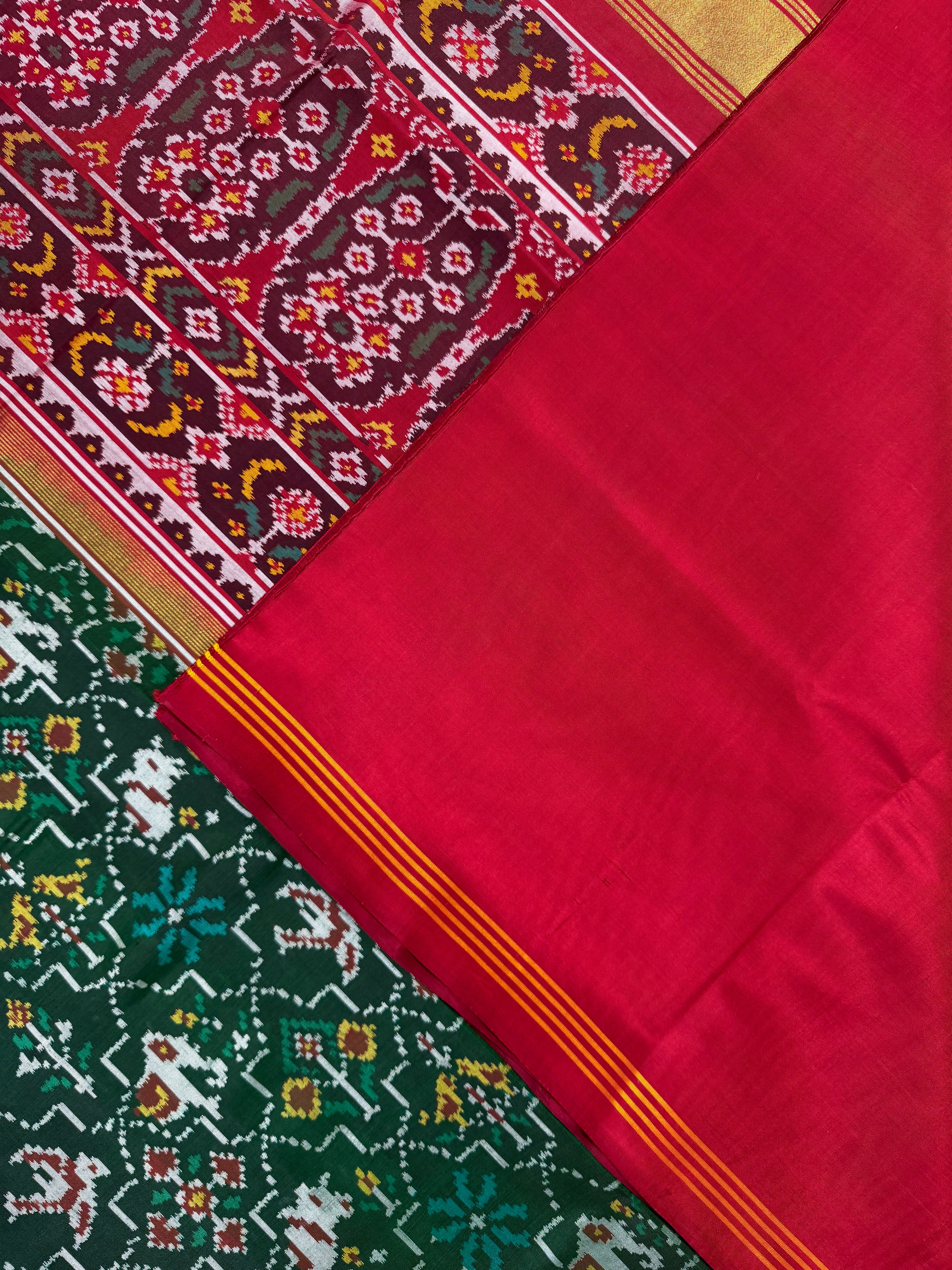 Half Motifs Design Handwoven Patola Silk Saree