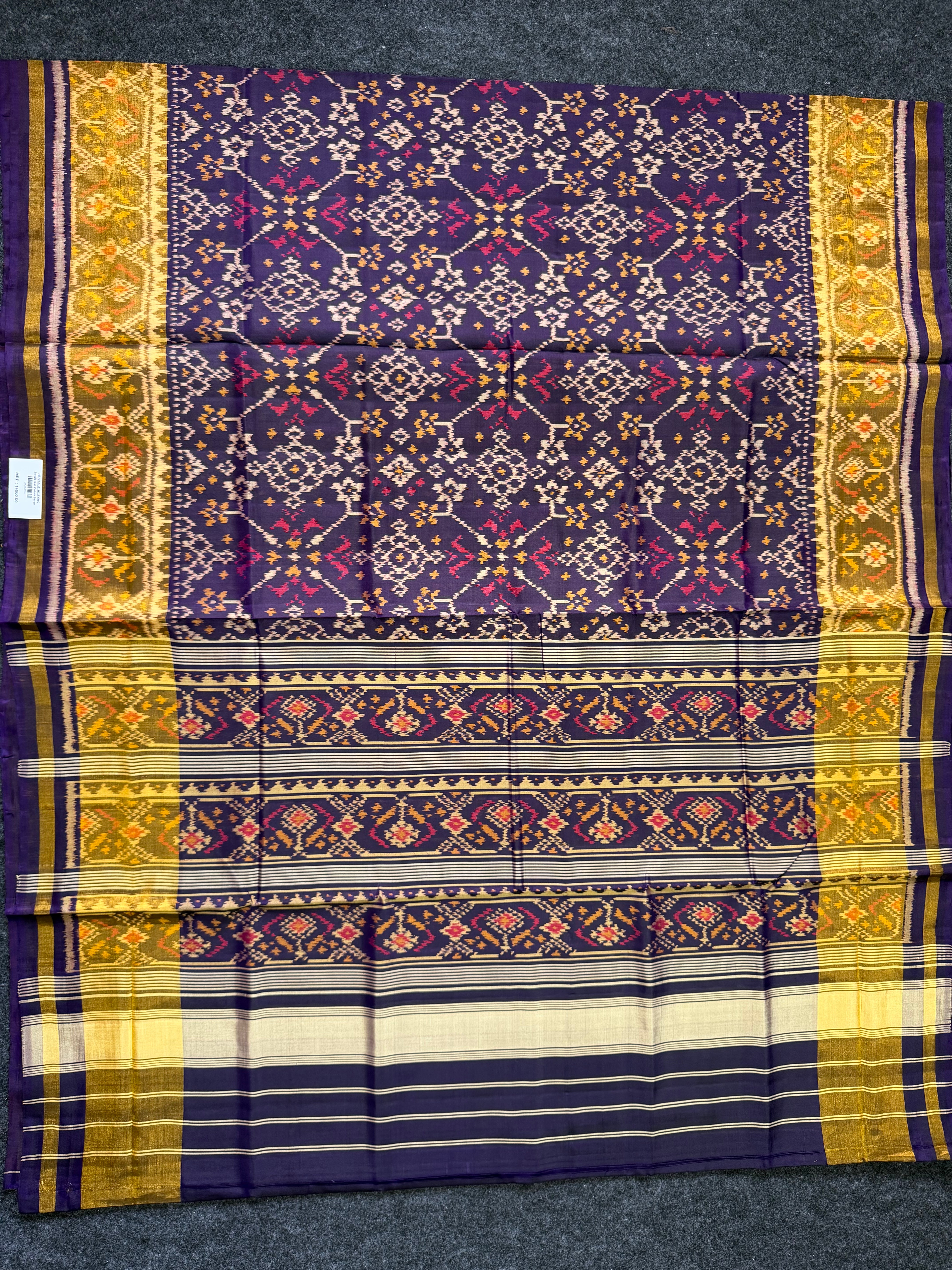 Navratna Traditional Design Handwoven Patola Silk Saree Secondary image