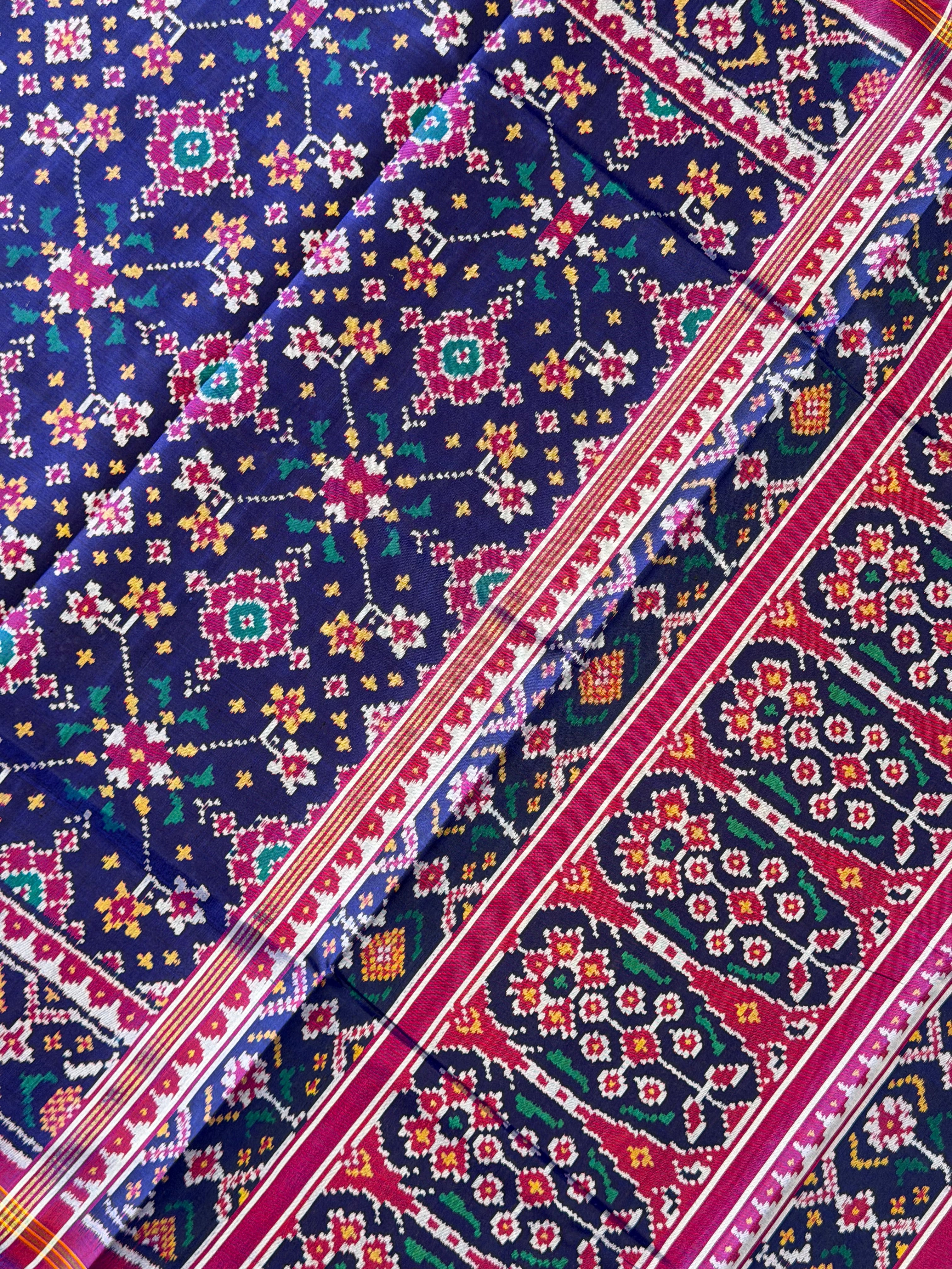 Navratna Traditional Design Handwoven Patola Silk Saree