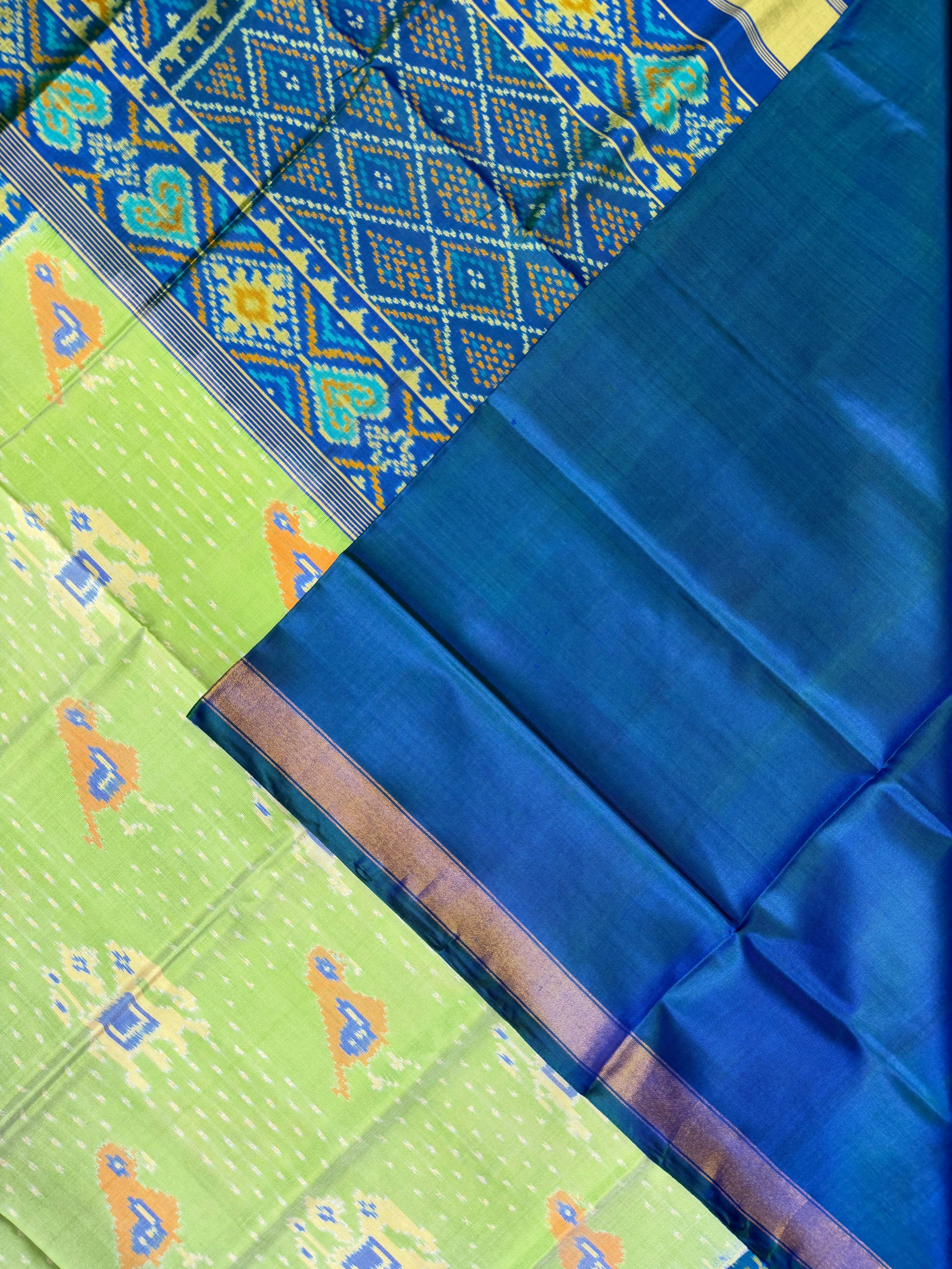Elephant-Parrot Design Handwoven Patola Silk Saree