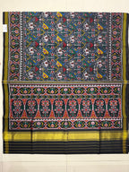 Blue-Black Narikunj Traditional Design Handwoven Patola Silk Saree