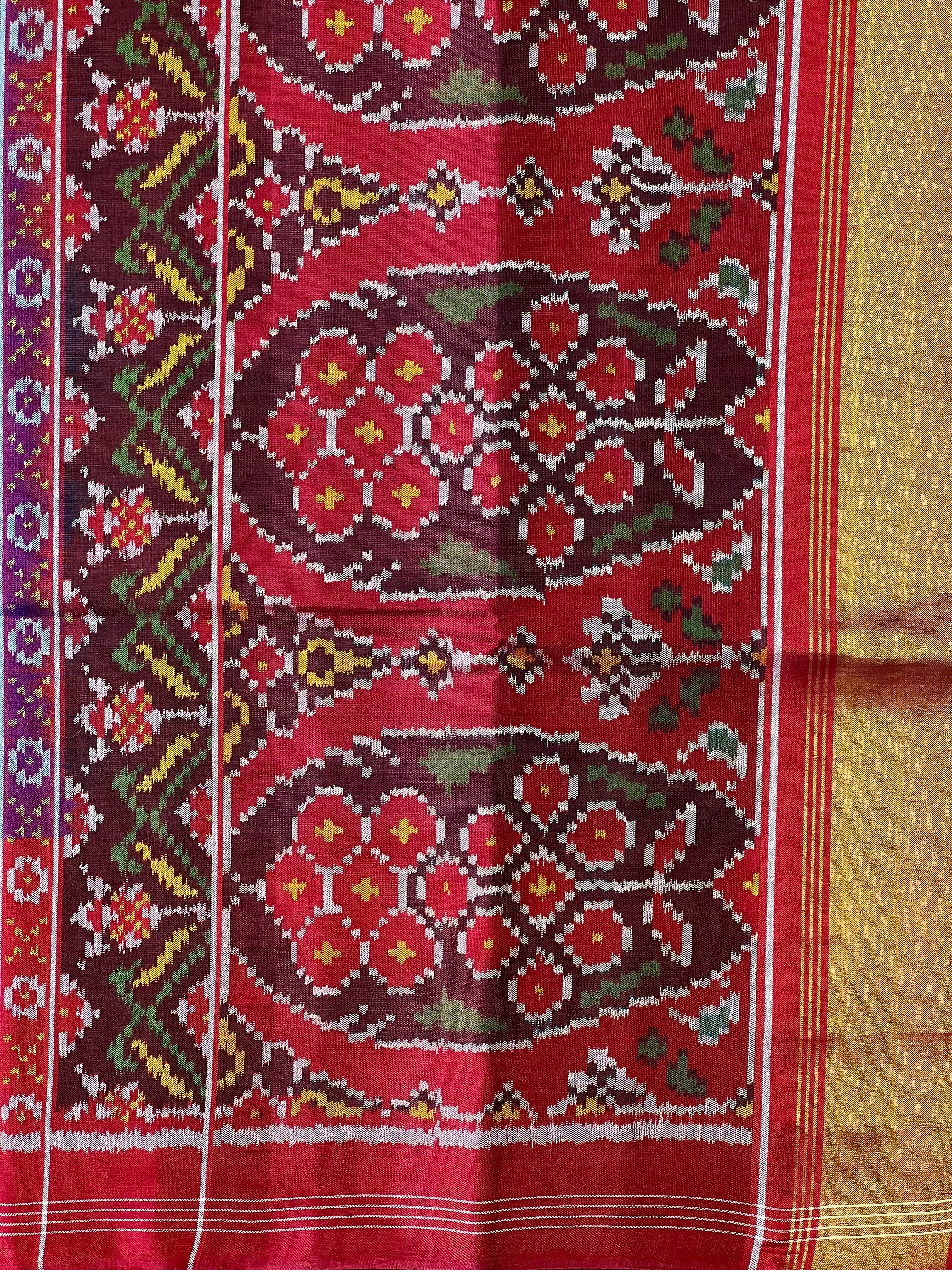 Exclusive Motifs Design Handwoven Patola Silk Saree