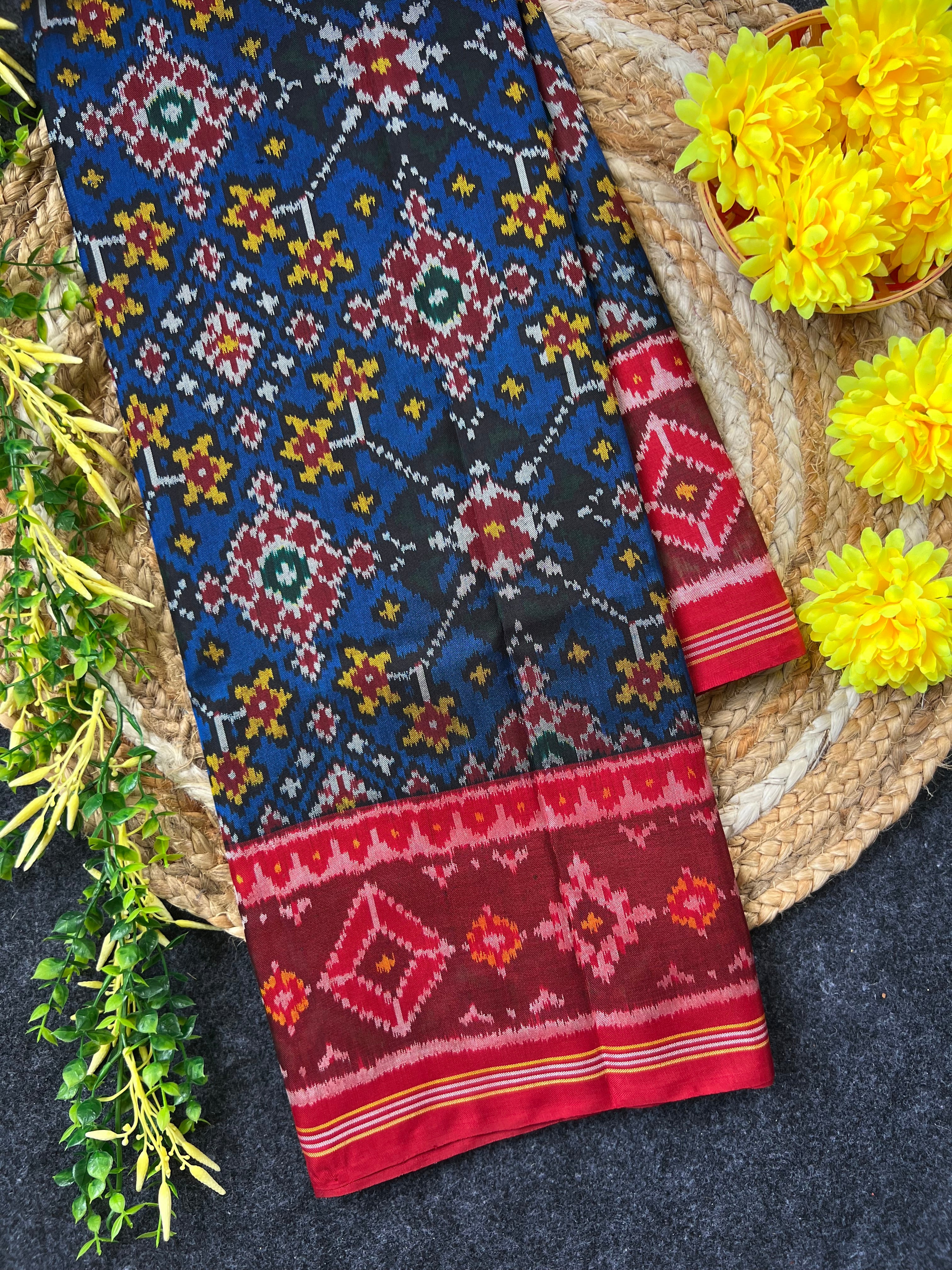 Blue Navratna Design Handwoven Patola Silk Saree Main image