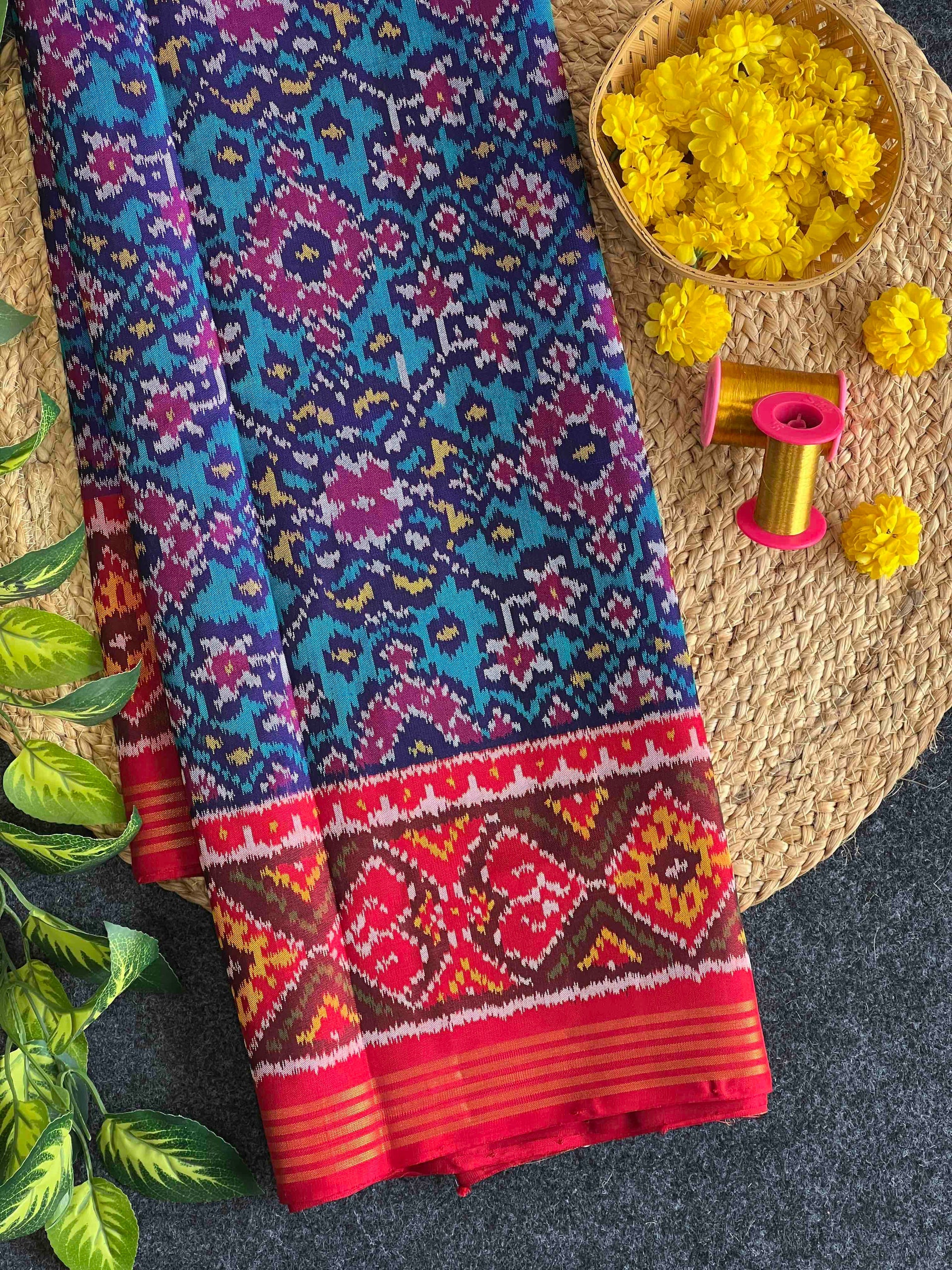 Navratna Traditional Design Handwoven Patola Silk Saree