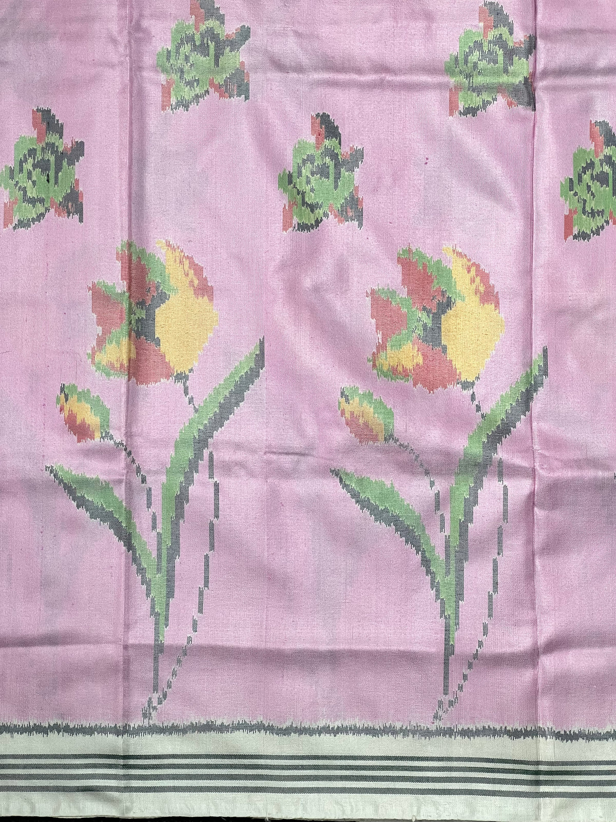 Pastel Pink Flower Design Handwoven Patola Silk Saree