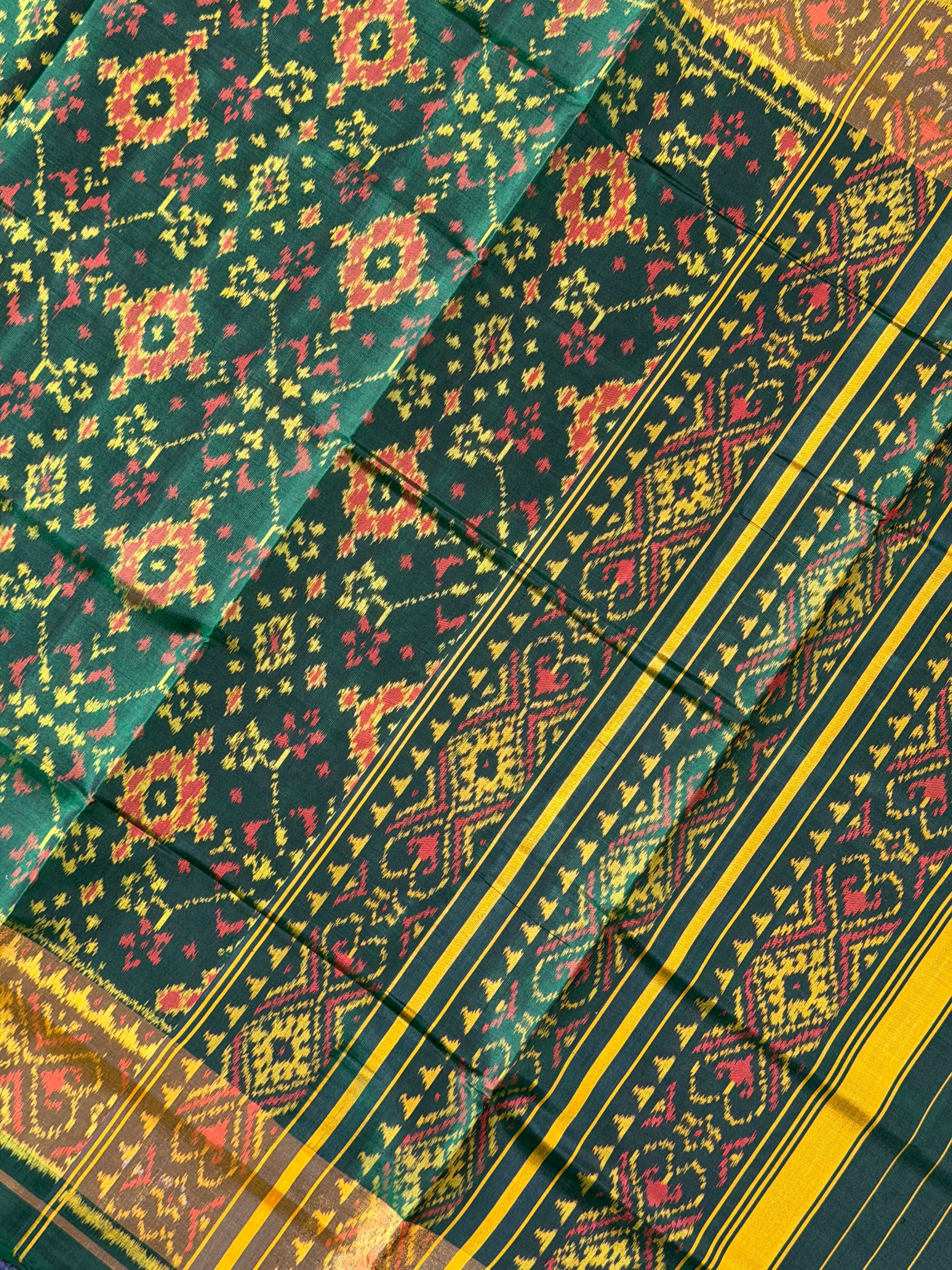 Navratna Traditional Design Handwoven Patola Silk Saree