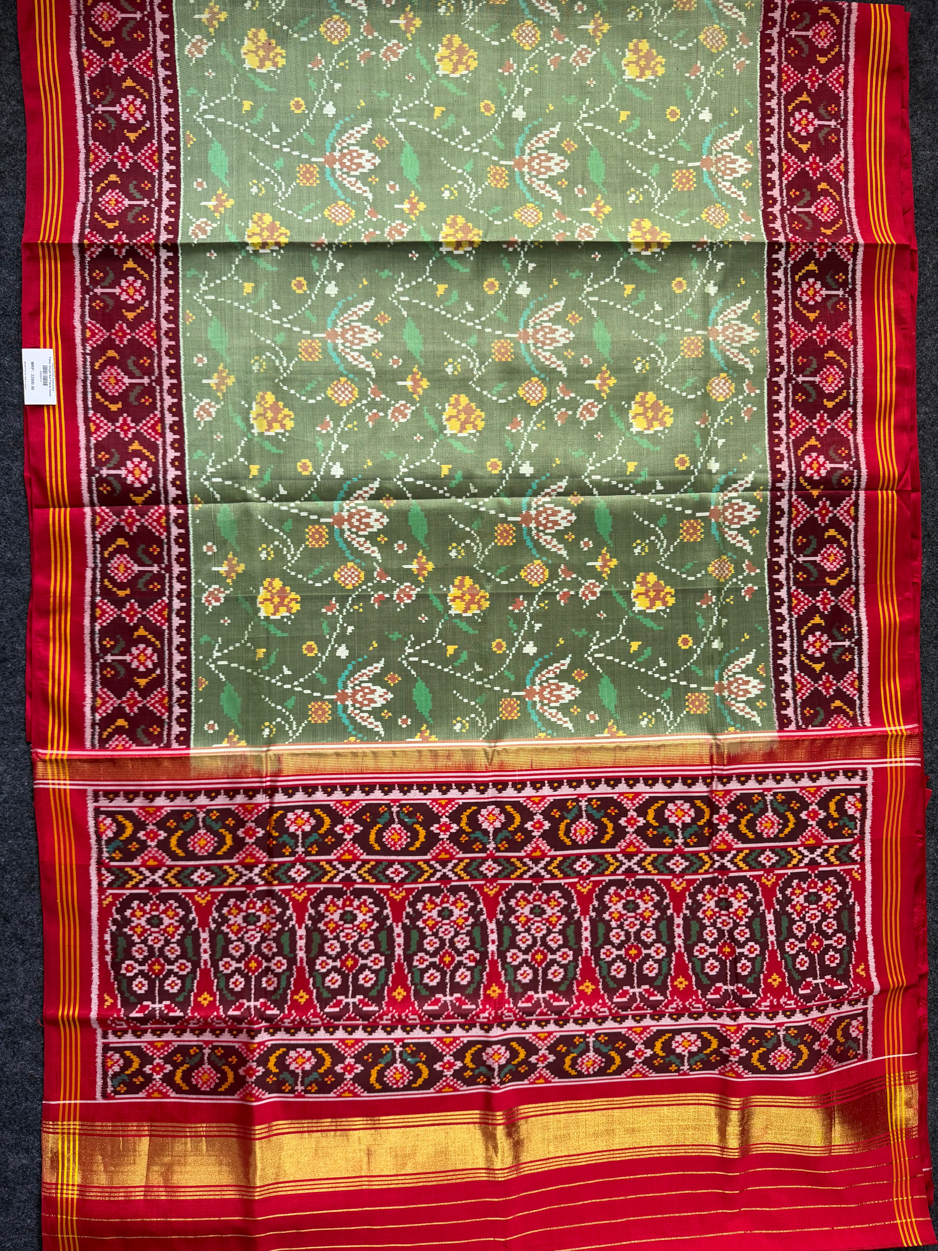 Fancy Design With Pista Color  Handwoven Patola Silk Saree