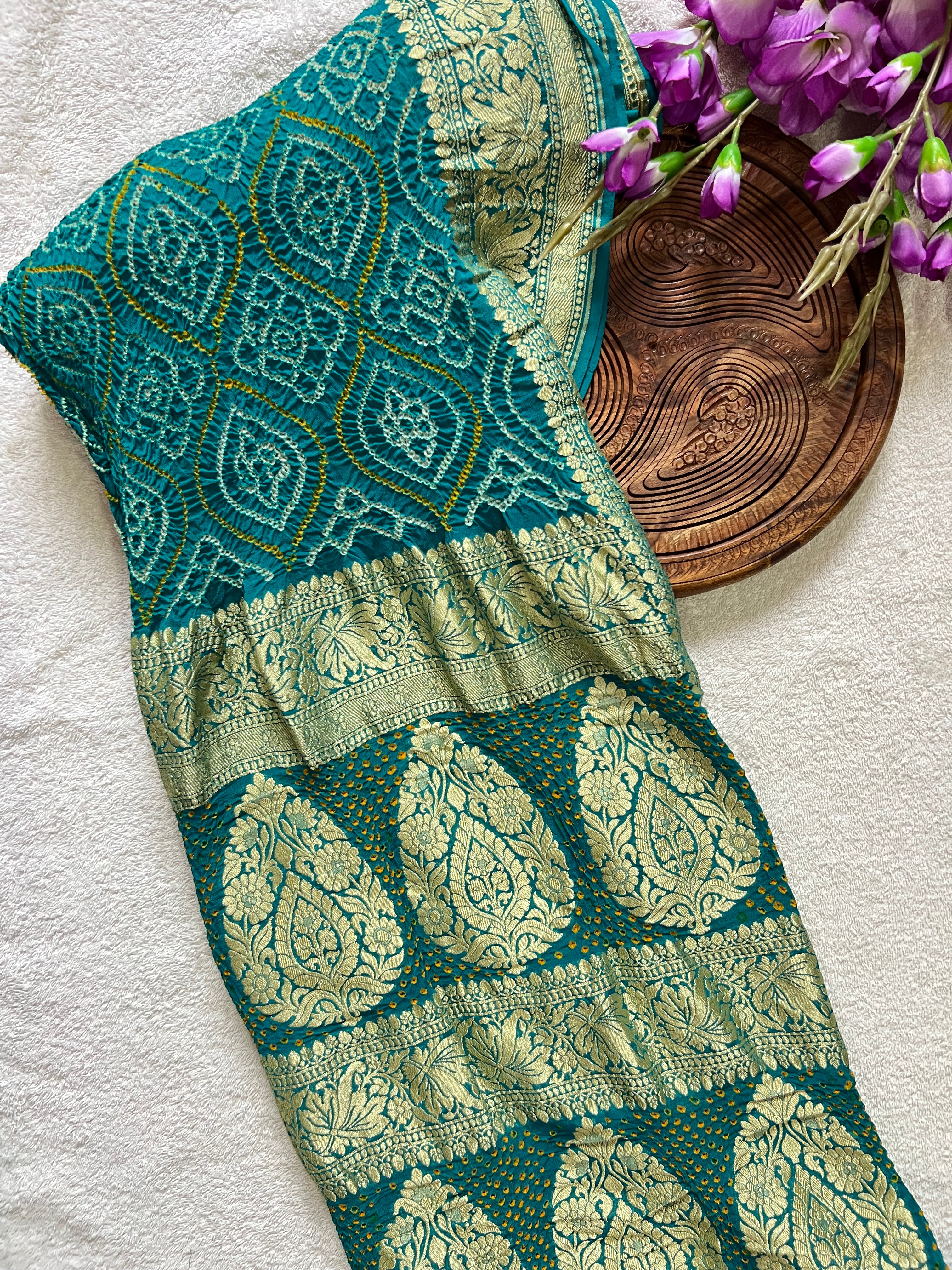 Georgette Heavy Rai Bandhej Saree