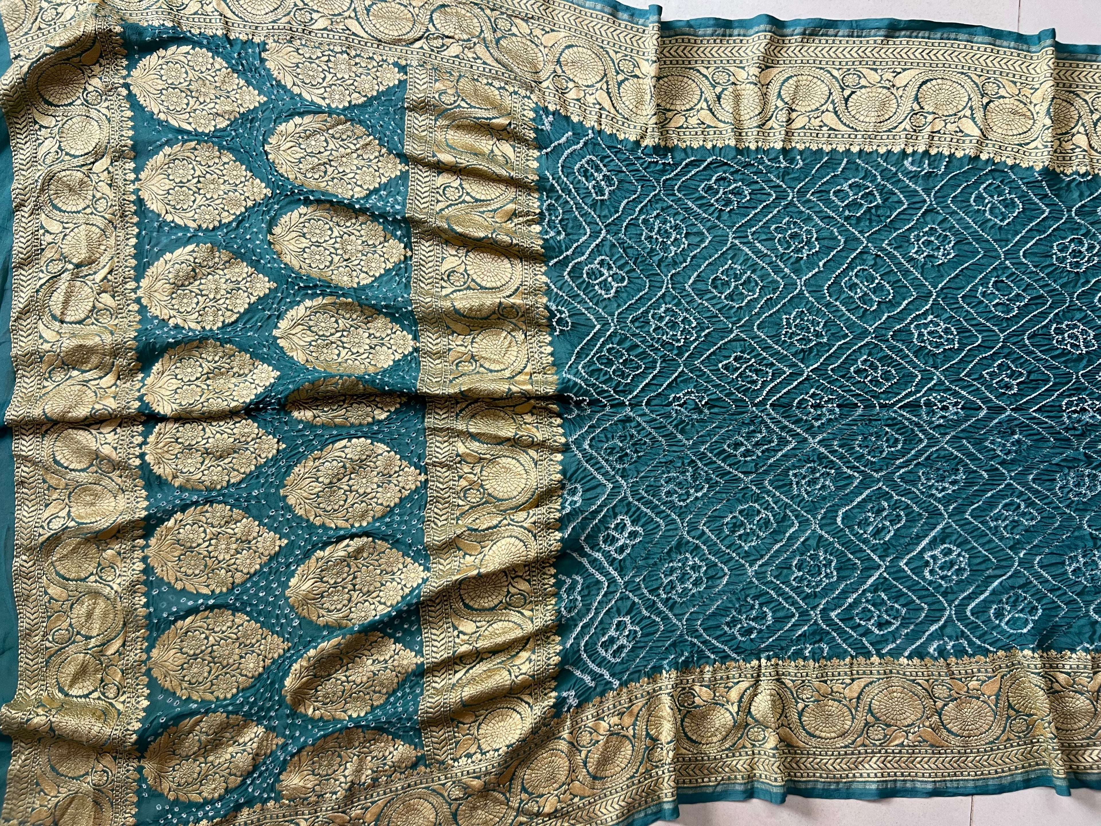 Georgette Heavy Rai Bandhej Saree