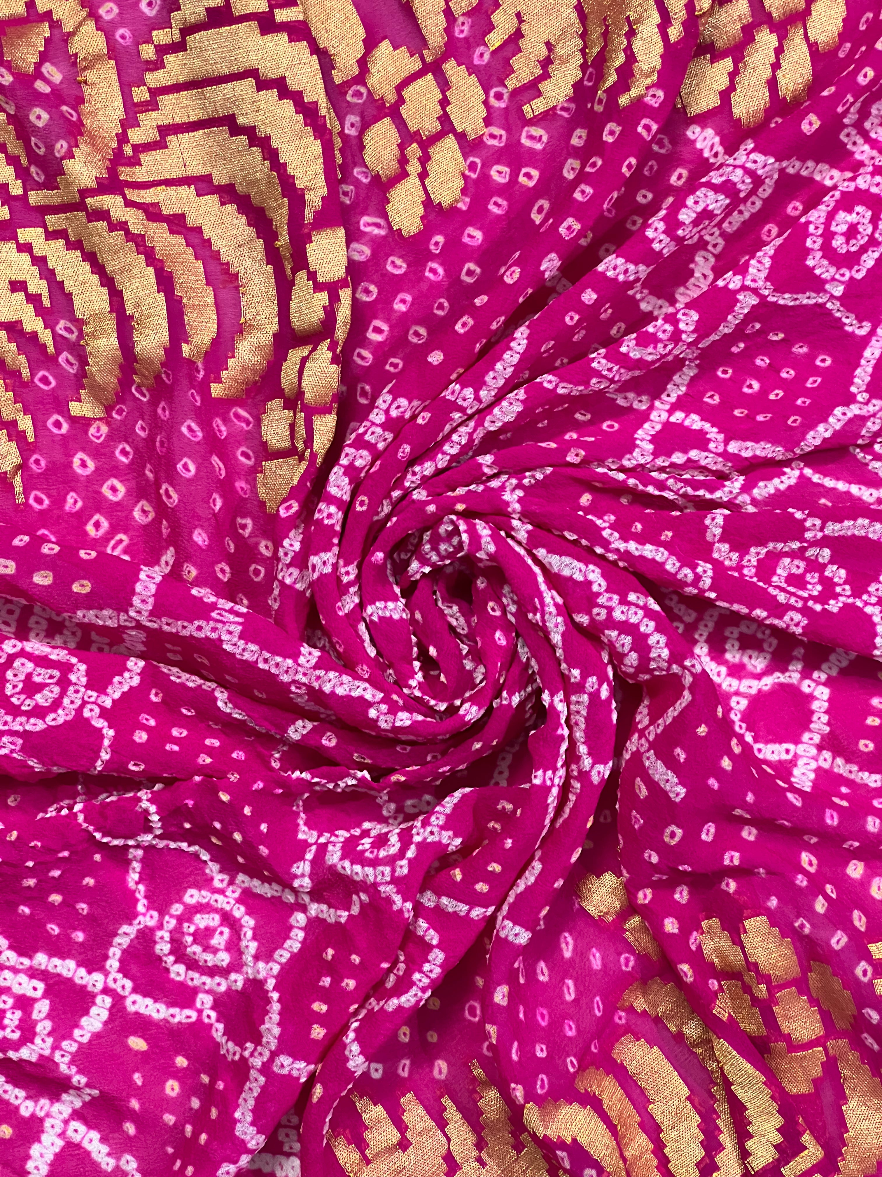 Georgette Handloom Bandhej Saree Secondary image
