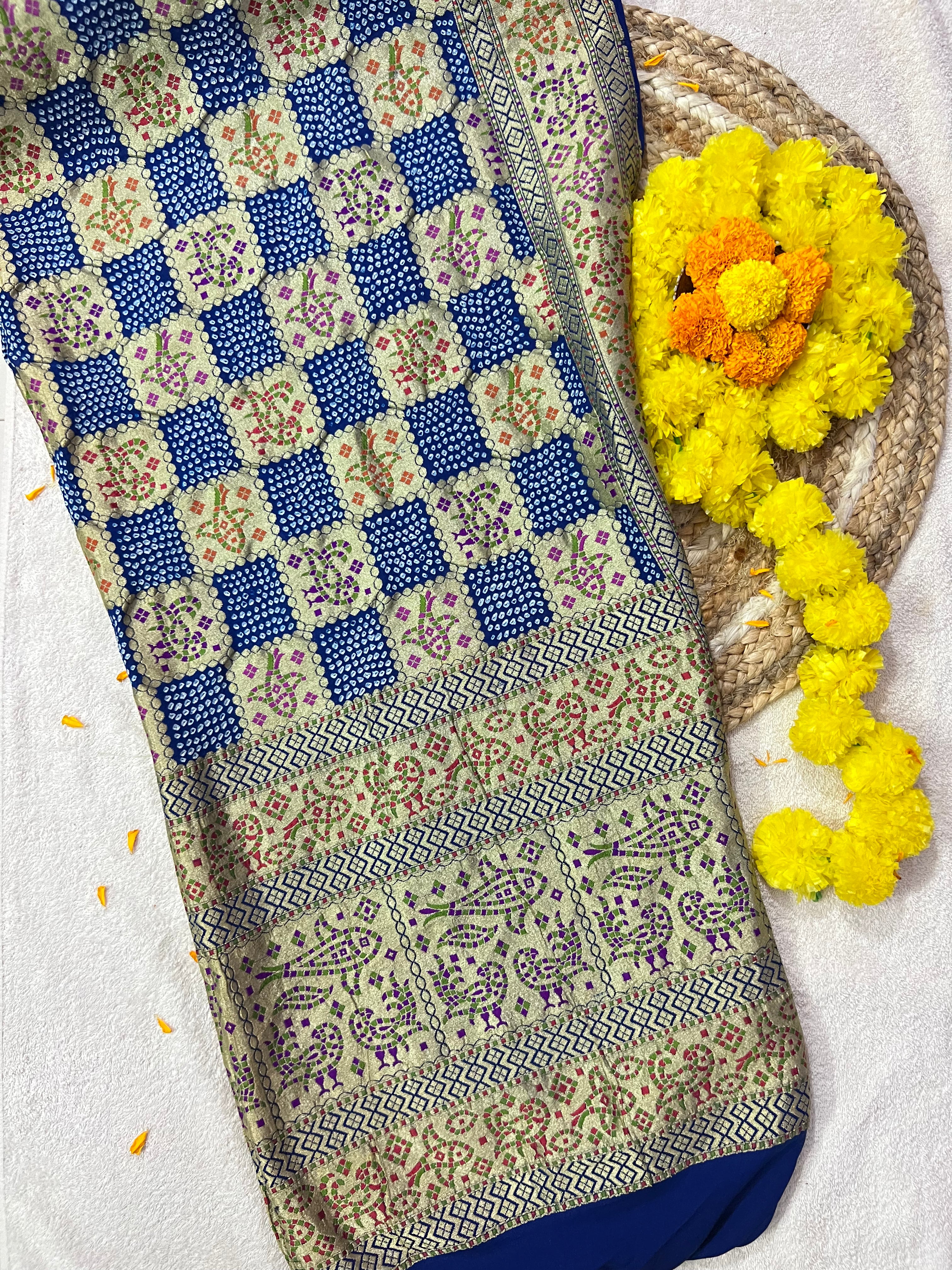 Georgette Handloom Bandhej Saree