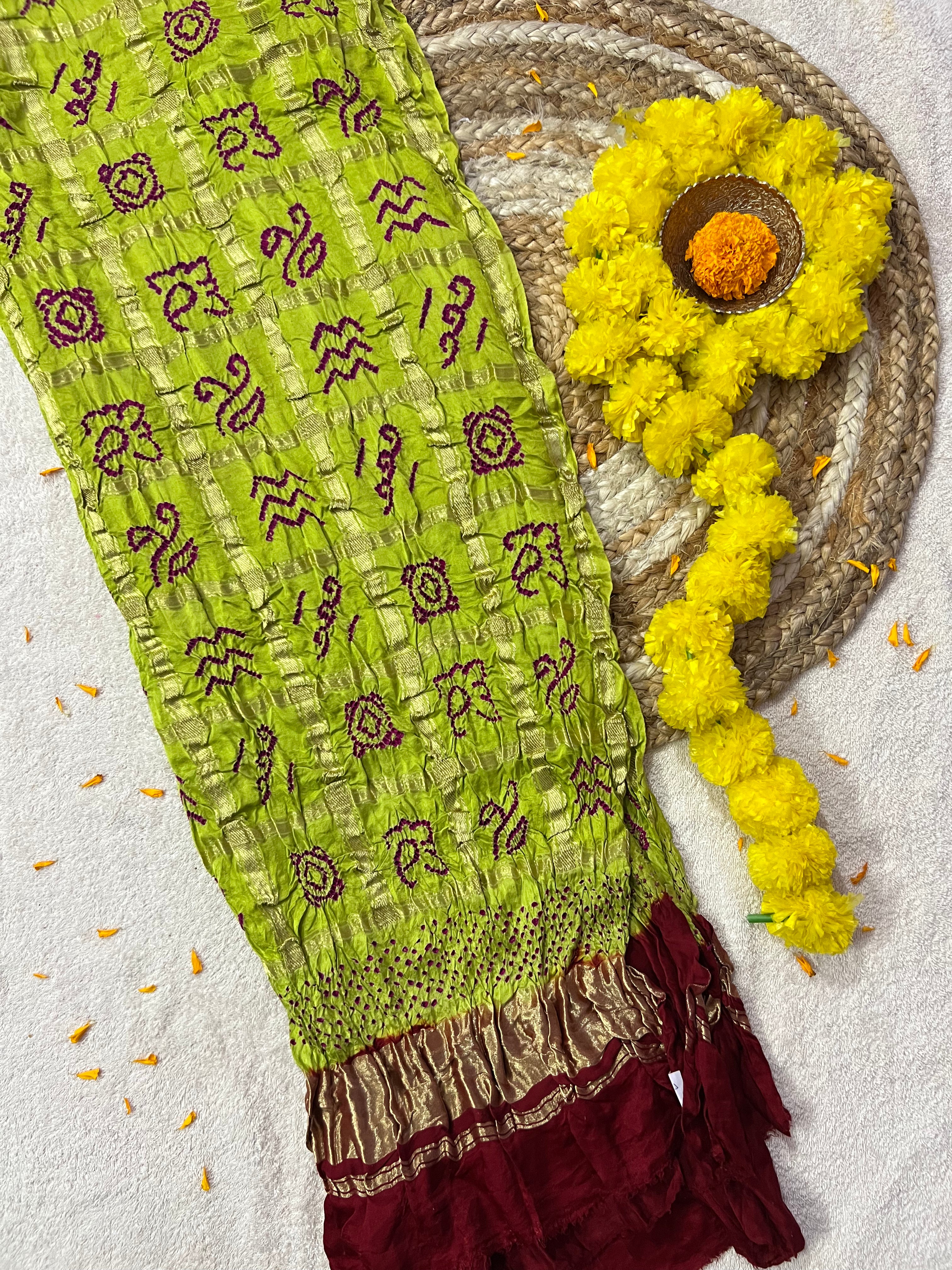 Gaji Silk Checks Bandhej Dupatta Main image