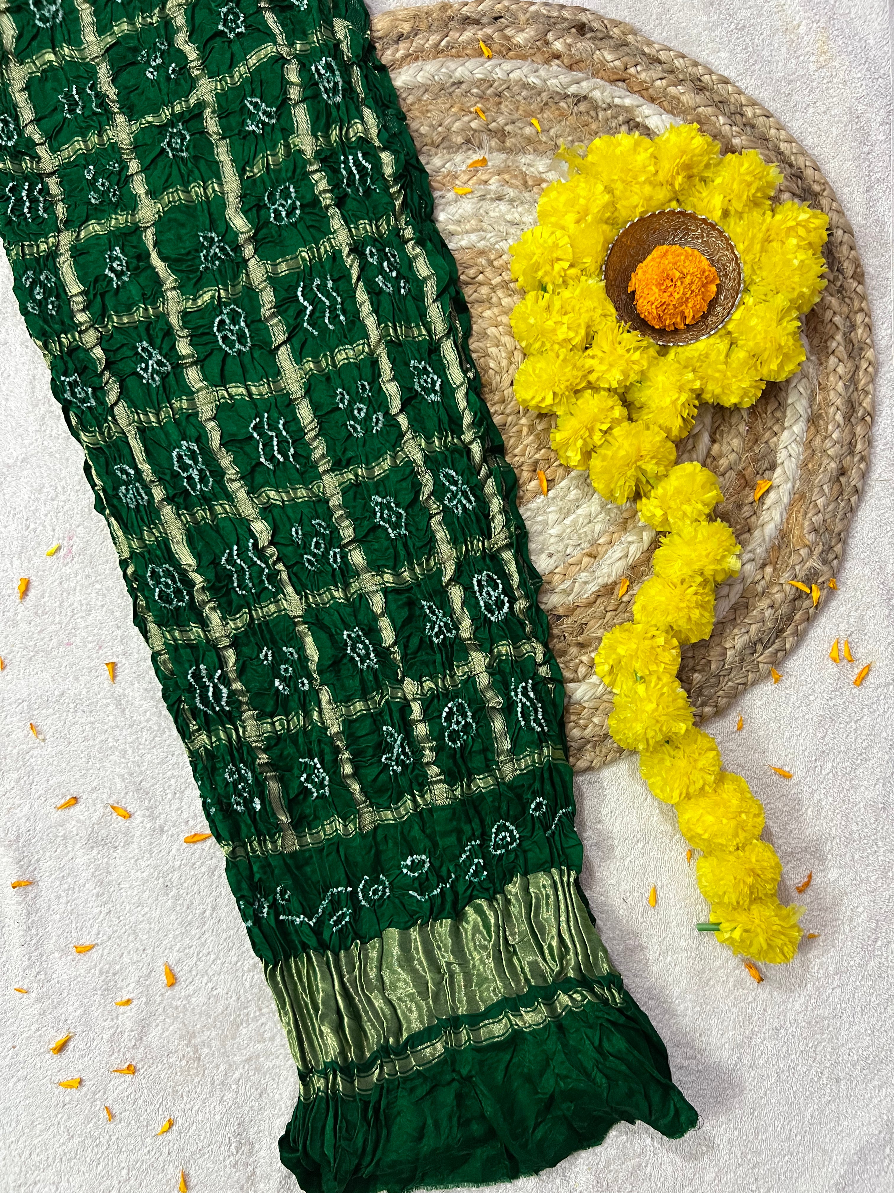 Gaji Silk Checks Bandhej Dupatta