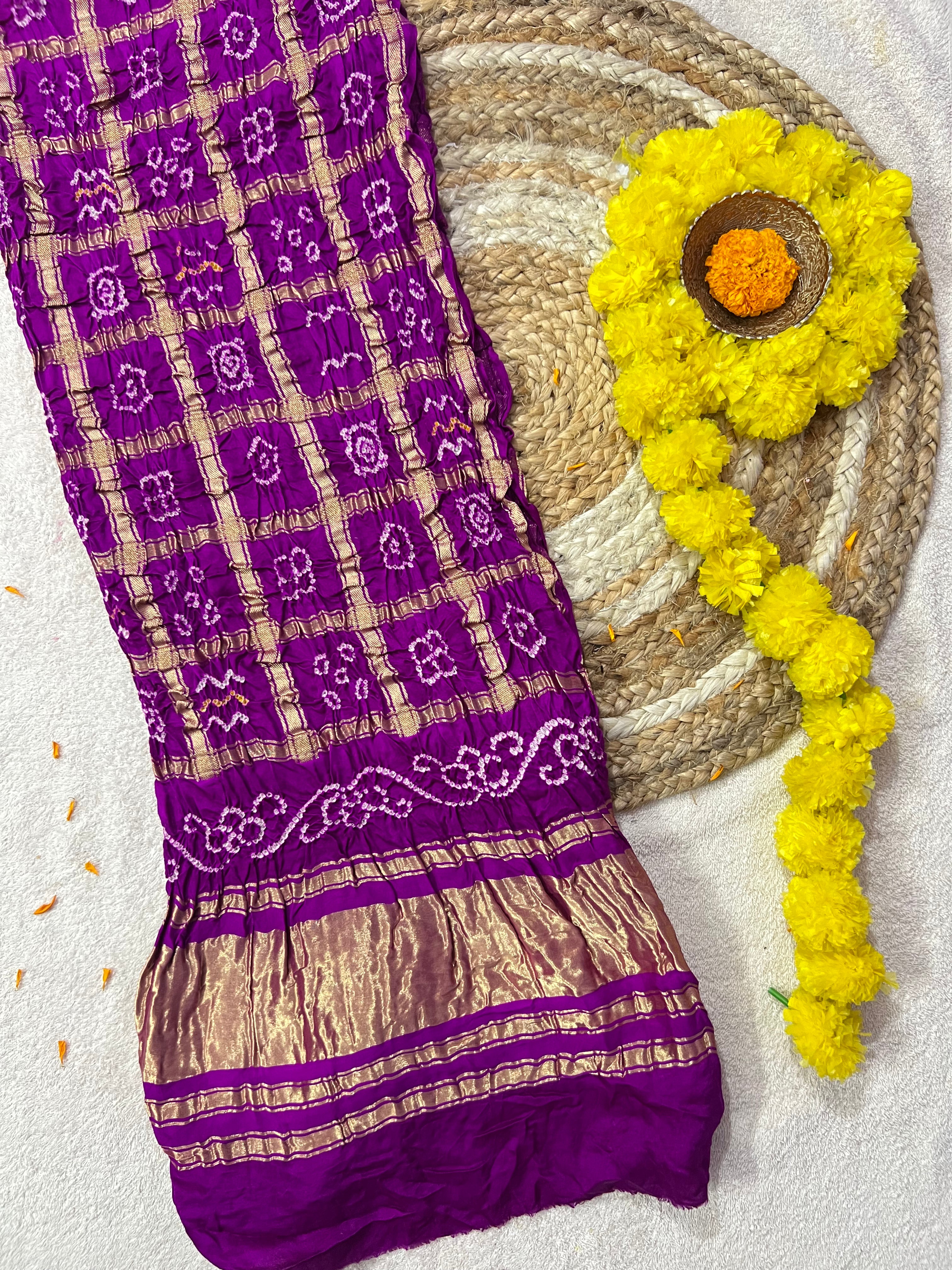 Gaji Silk Checks Bandhej Dupatta Main image