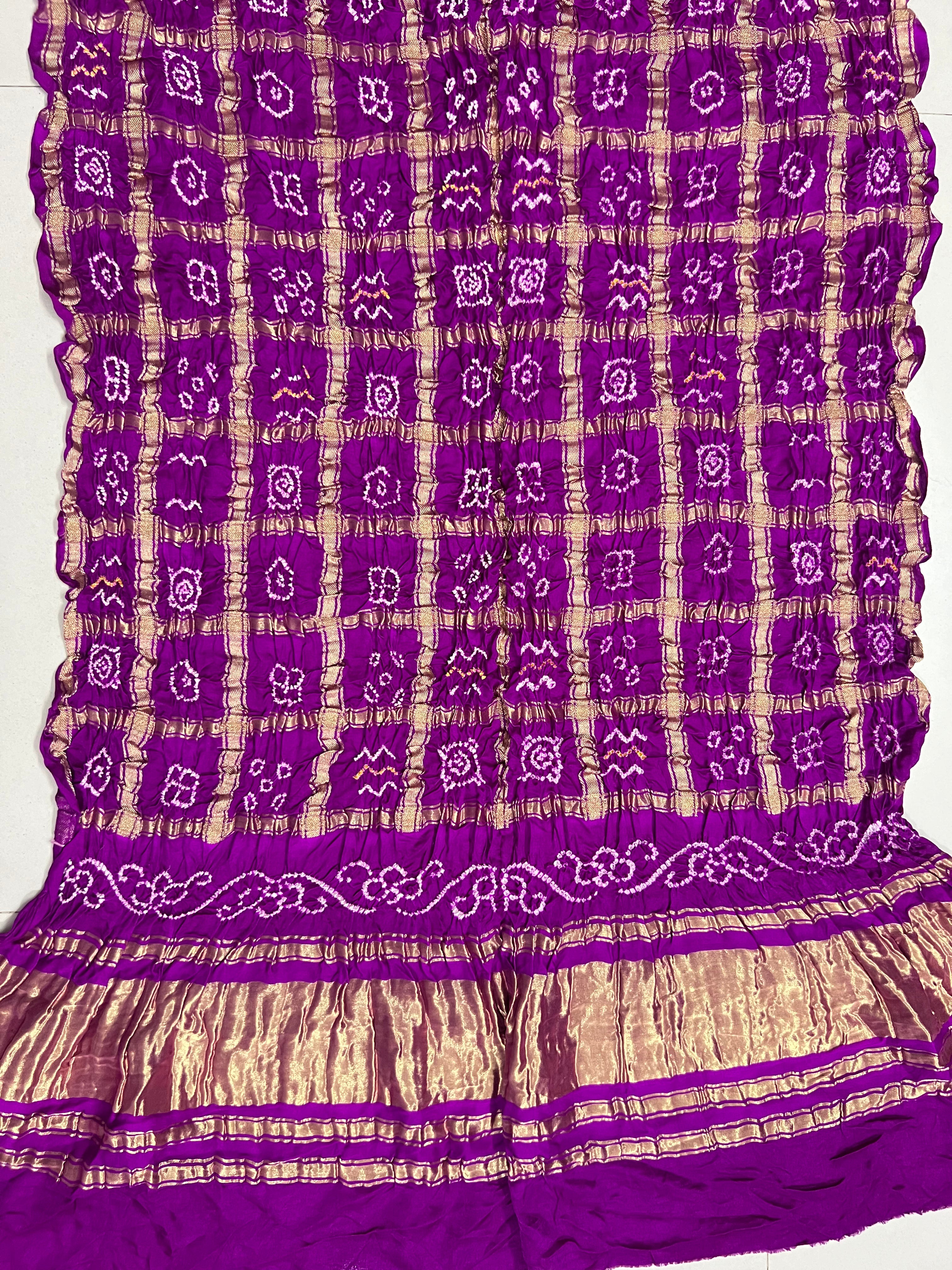 Gaji Silk Checks Bandhej Dupatta