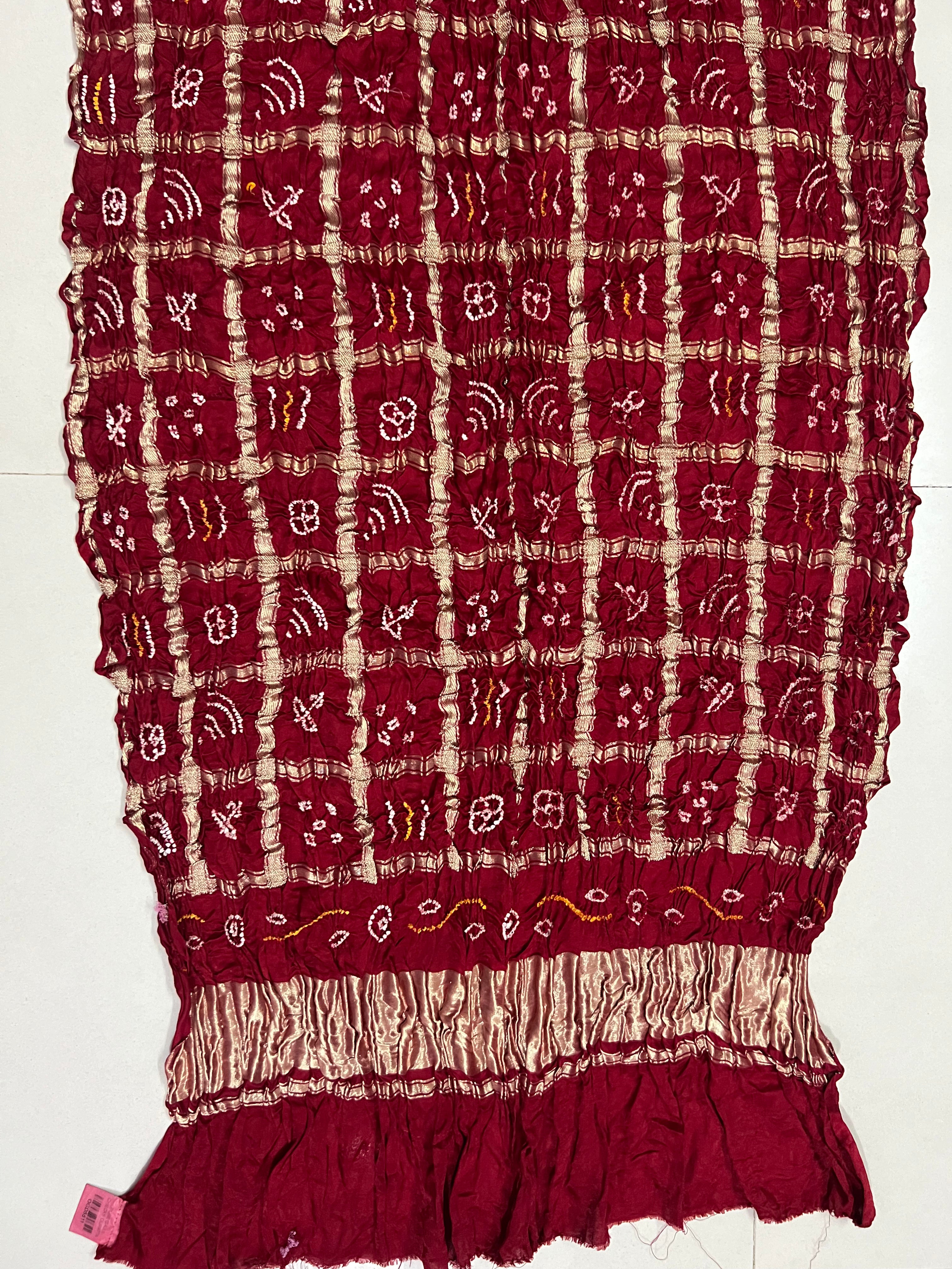 Gaji Silk Checks Bandhej Dupatta
