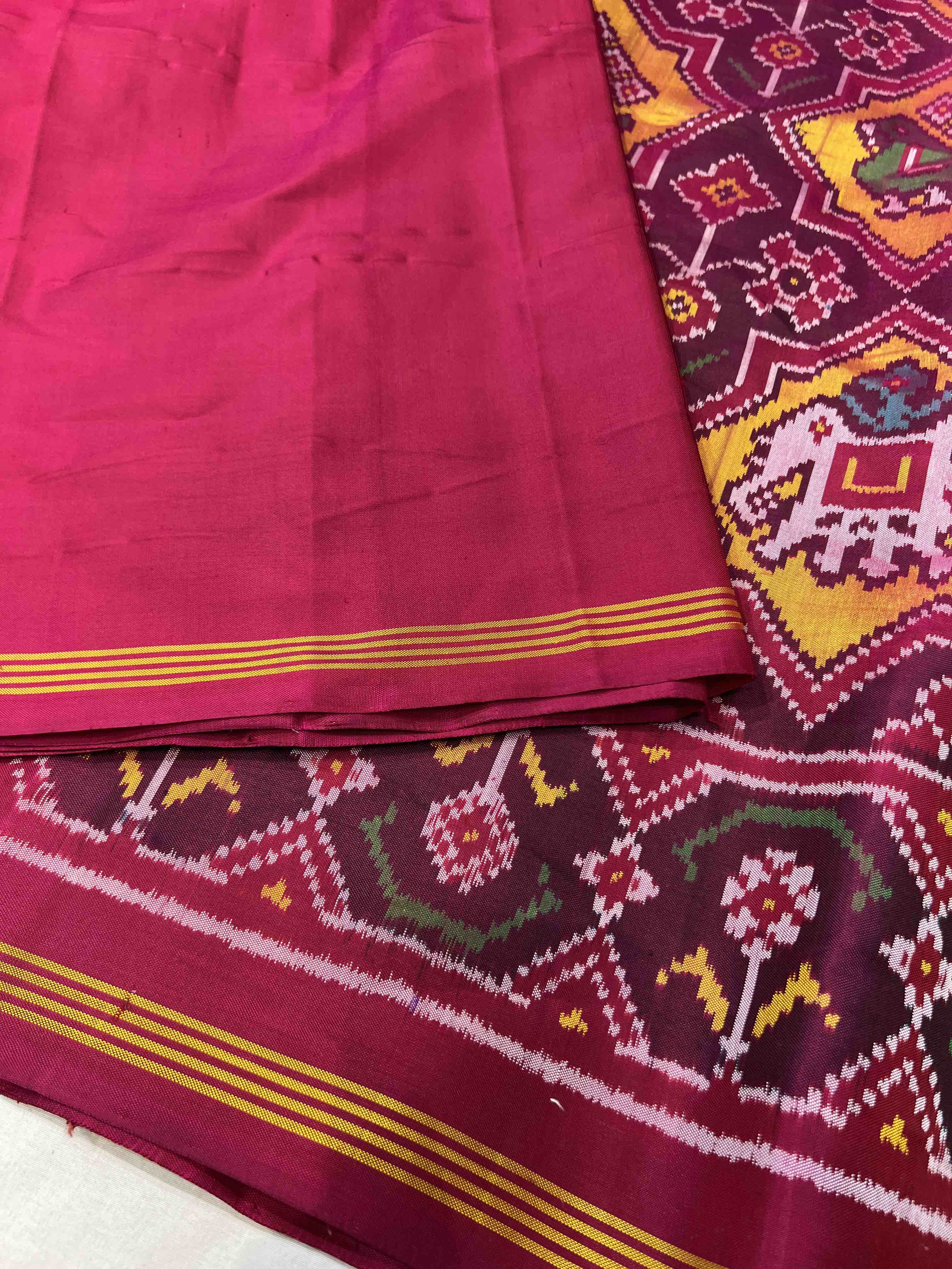 Handwoven Patola Silk Saree Star Design